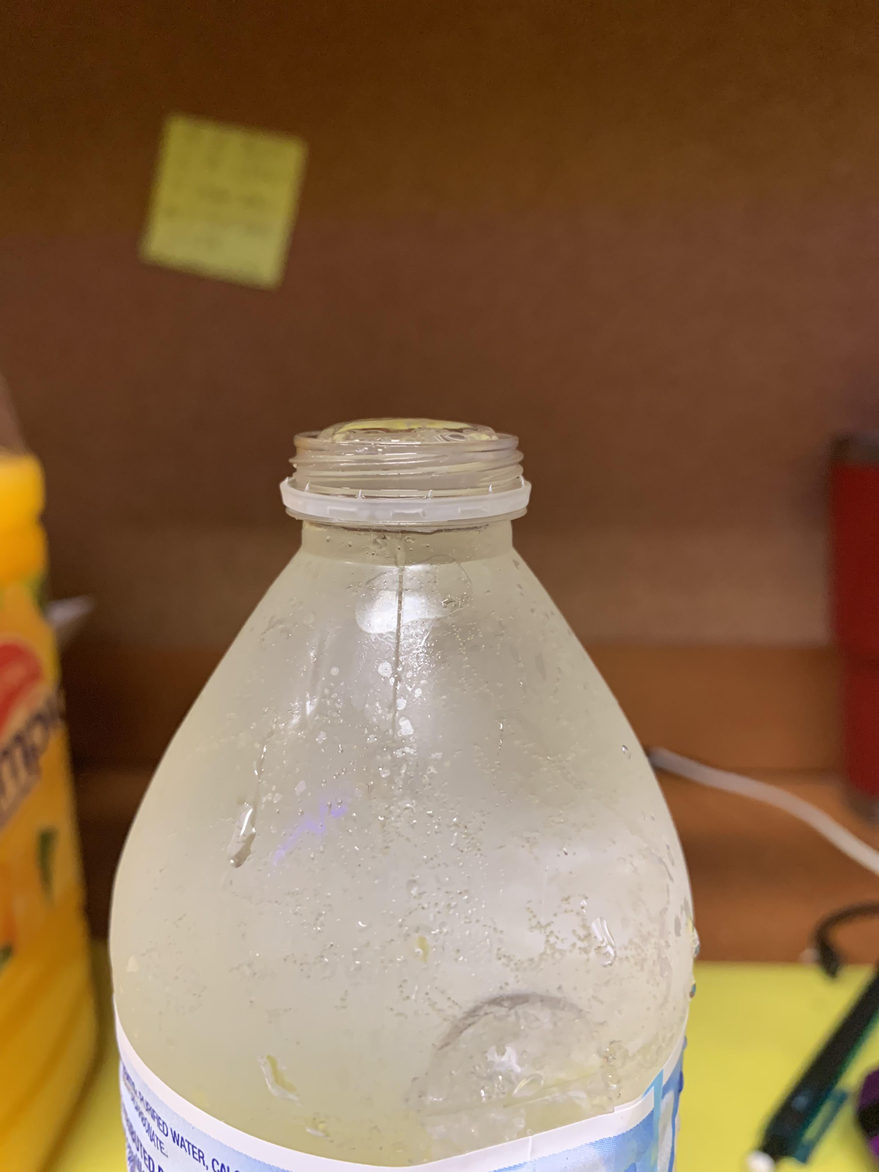 These plastic bottles are filled with the perfect amount of water to