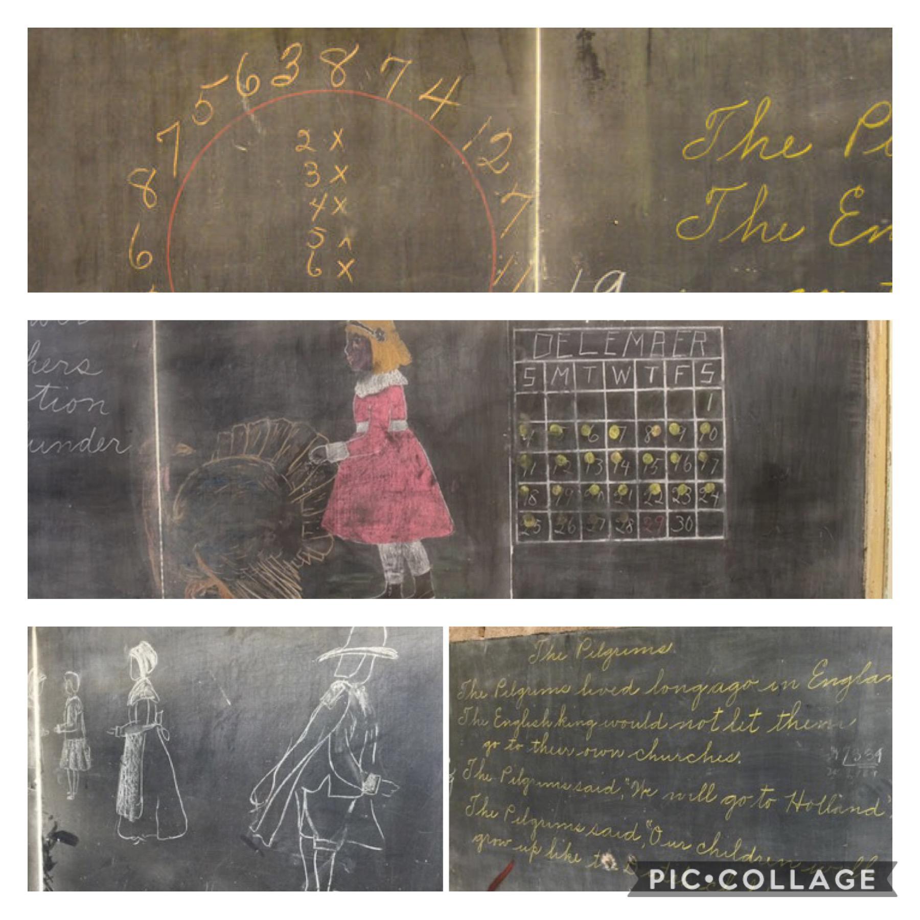 An untouched chalkboard from 1917 was found behind a classroom wall at