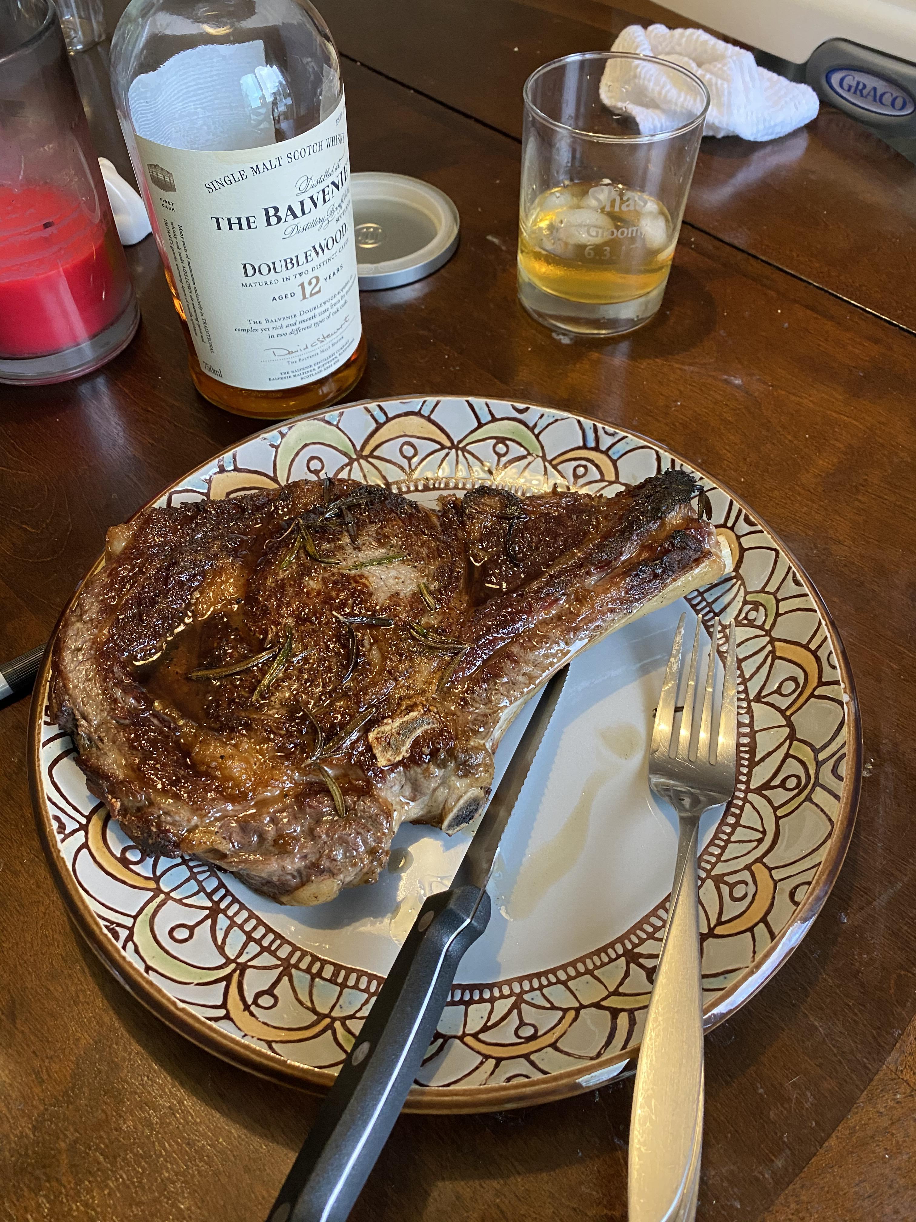 It was a perfect medium rare. Rosemary, salt, pepper, cooked in