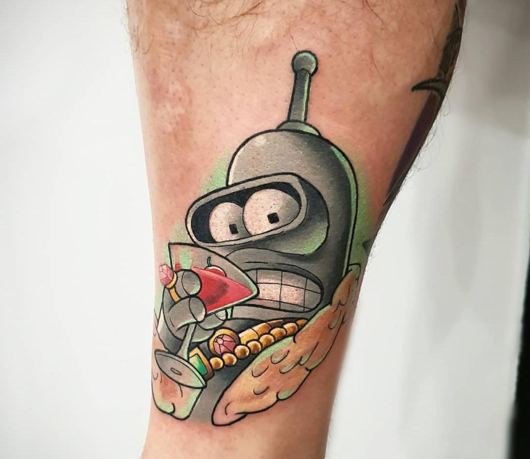 I'll get my own tattoo, with blackjack and hookers Bender done by JCT