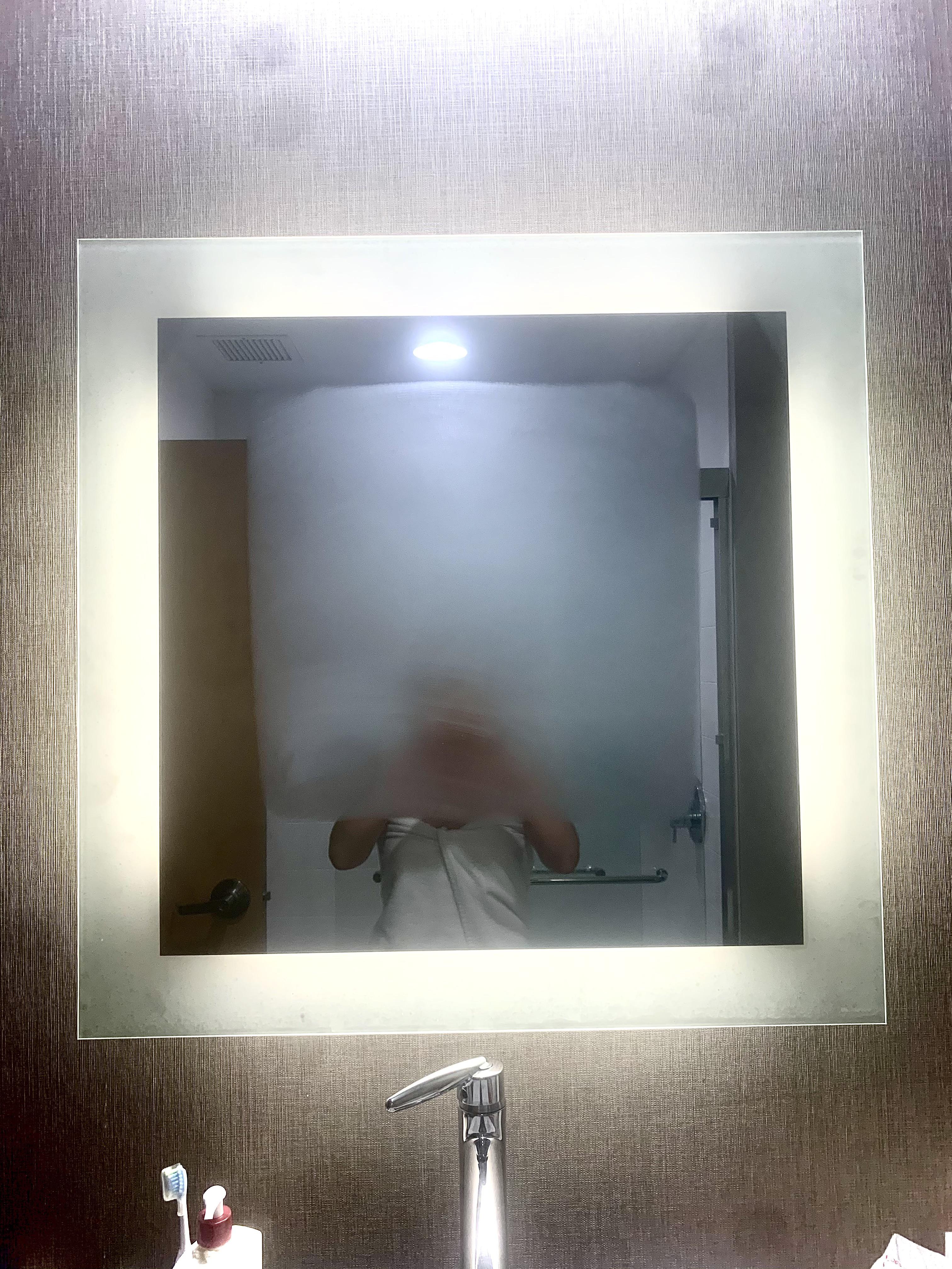 The way this mirror fogged up into a perfect square in my hotel