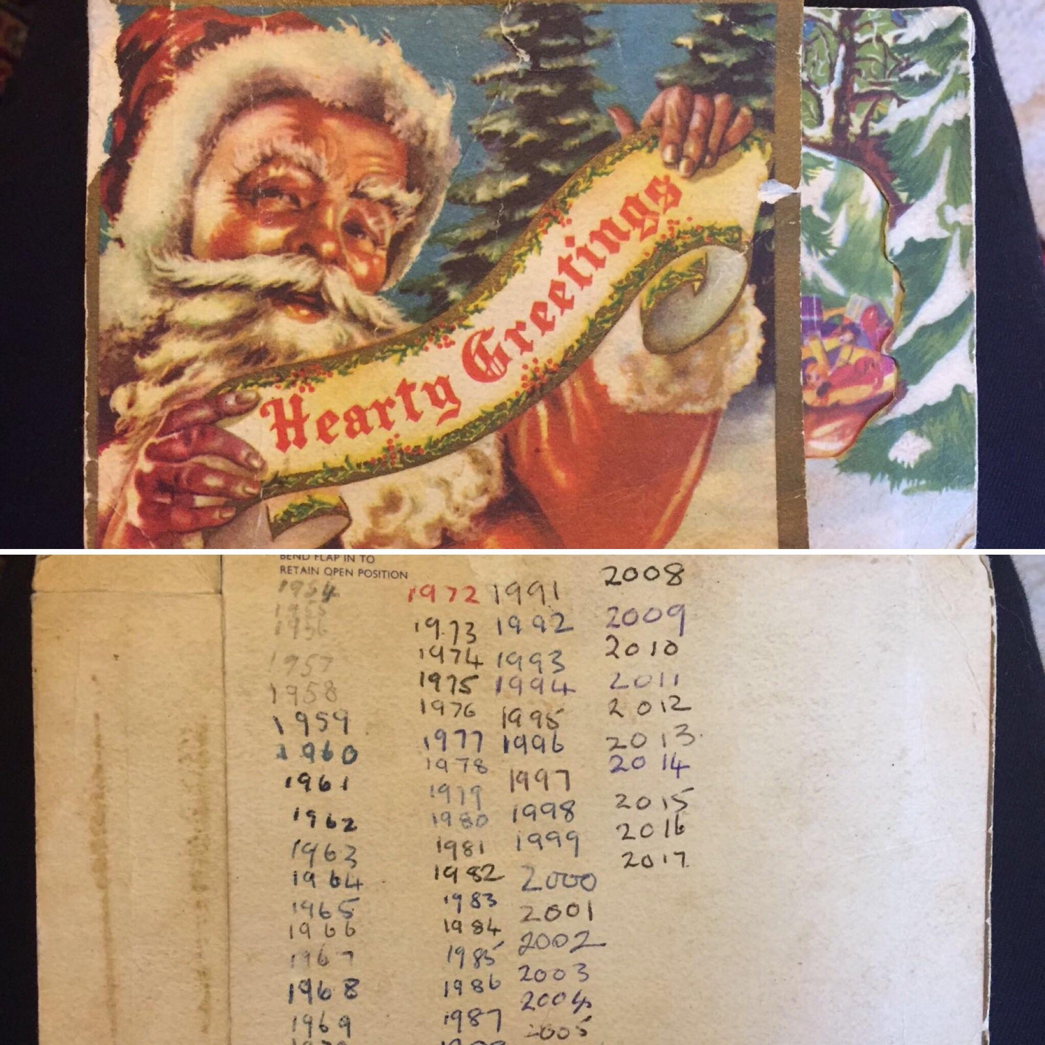 Christmas Cards Sent Each Year My Grandma and her brother have sent each other the same Christmas card