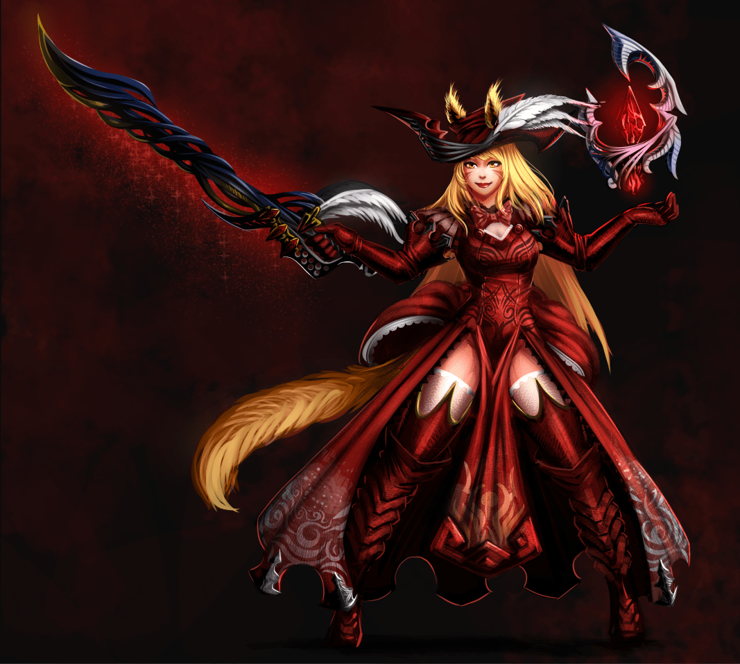 Fanart of Liela De'Lune as Redmage Cat D ffxivart