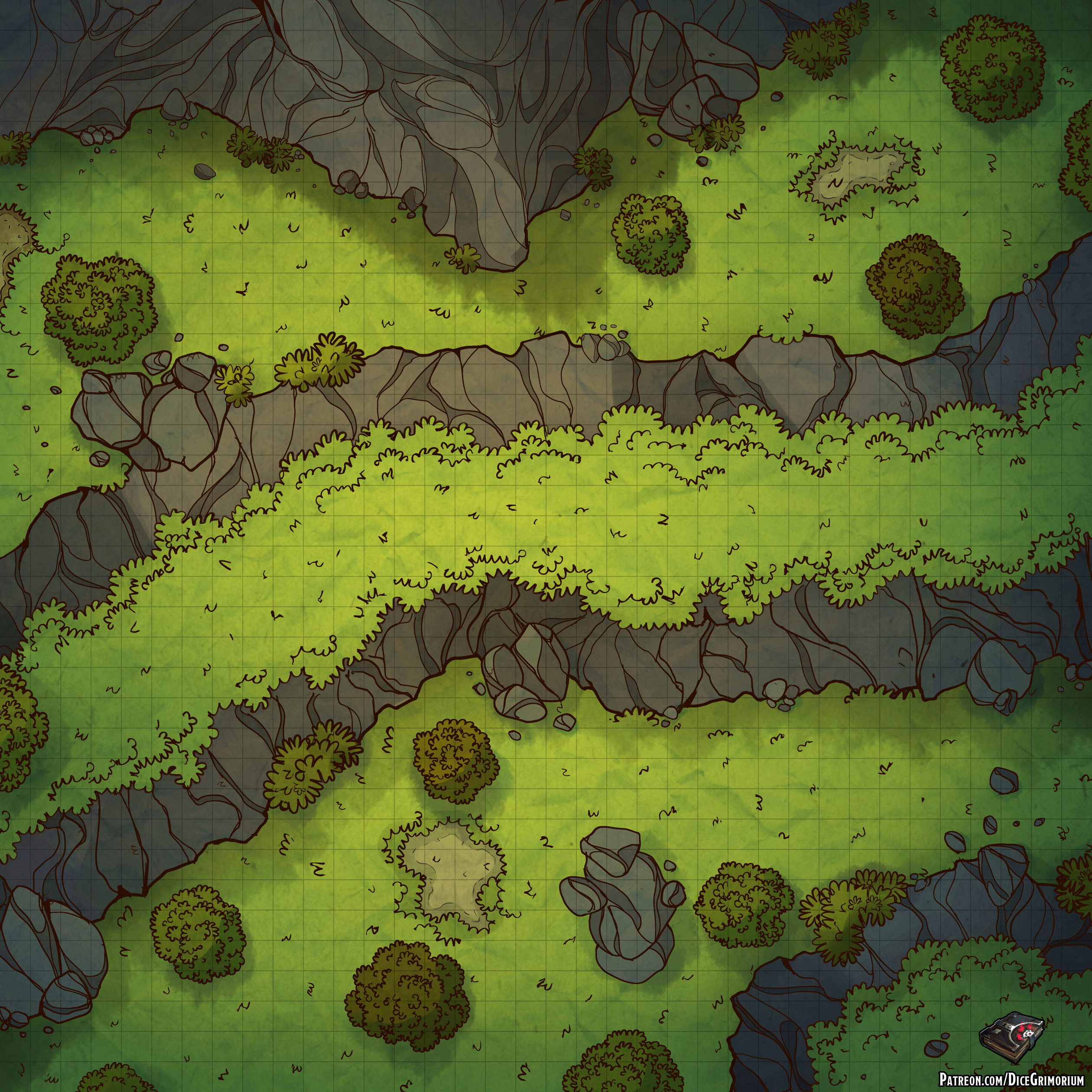 High Ground Forest Battle Map (36x36) r/battlemaps