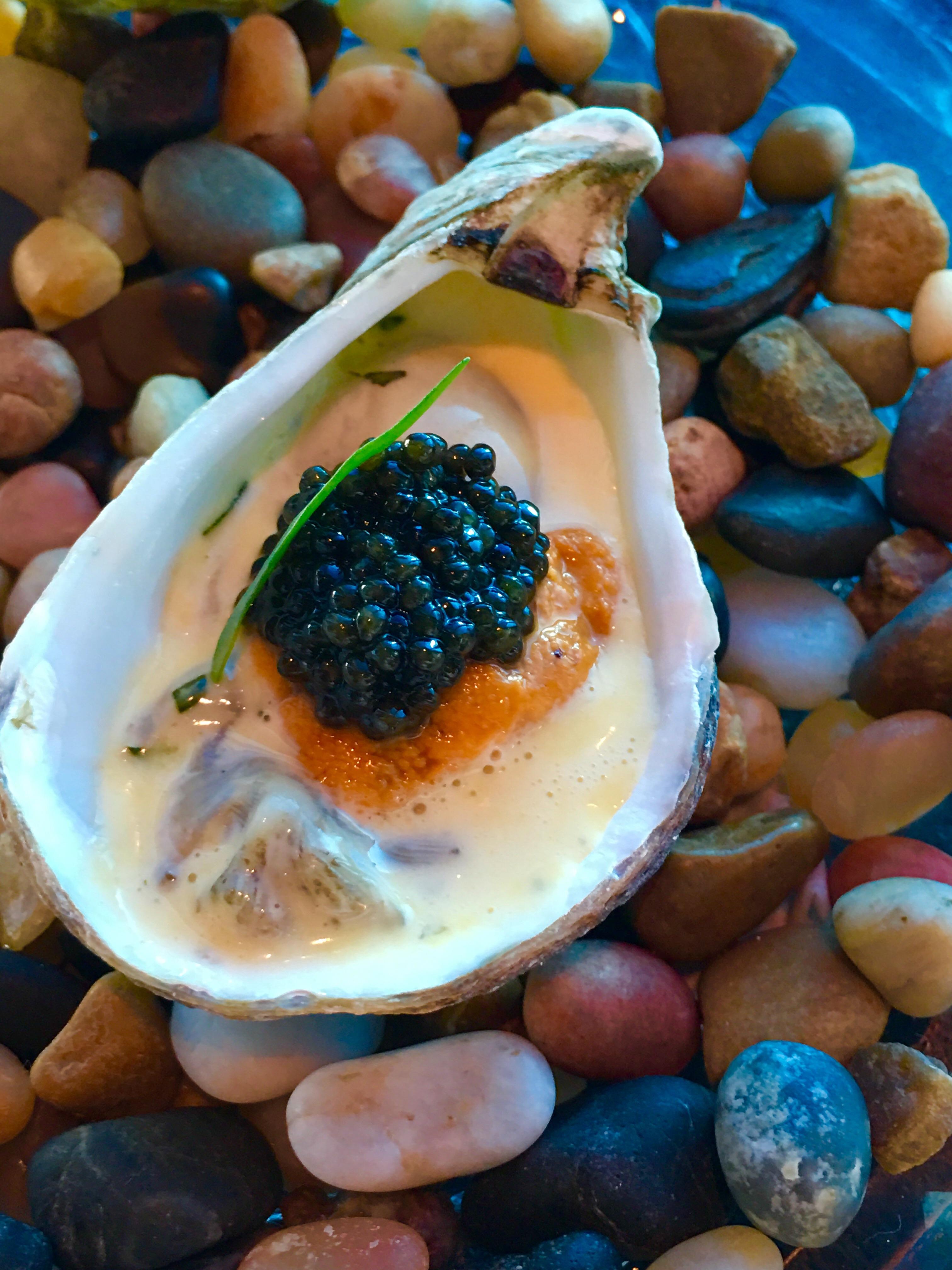 [I ATE] oyster with uni, caviar, and champagne r/food