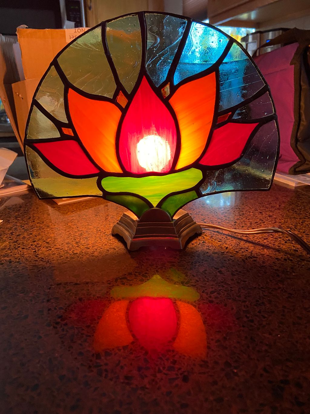Lotus fan lamp r/StainedGlass