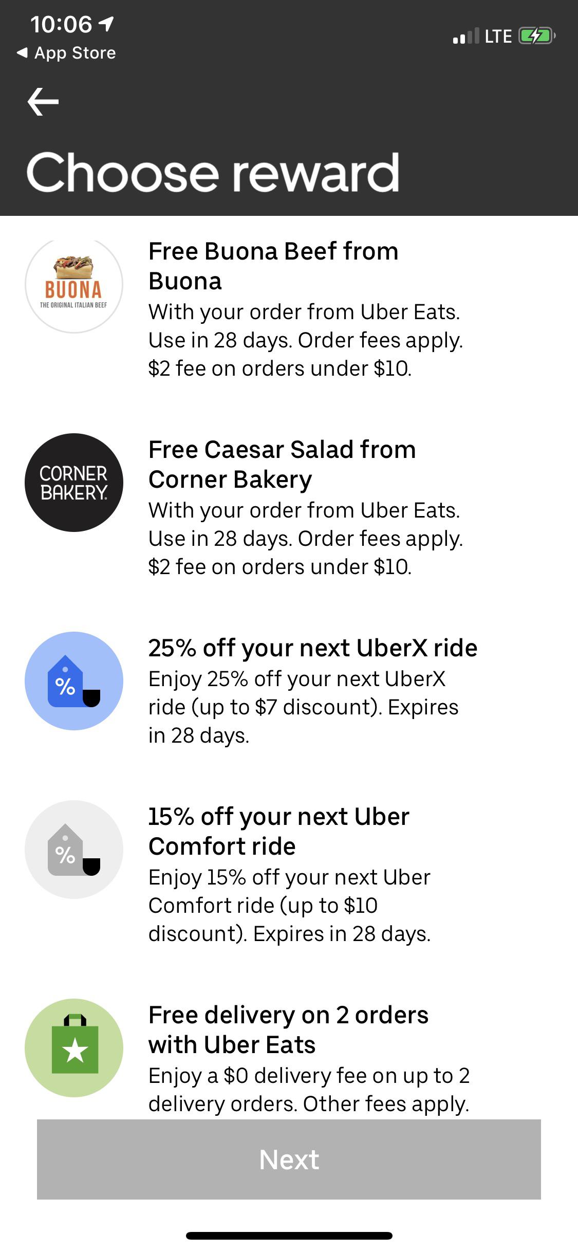 New Uber Rewards... as in food r/uber