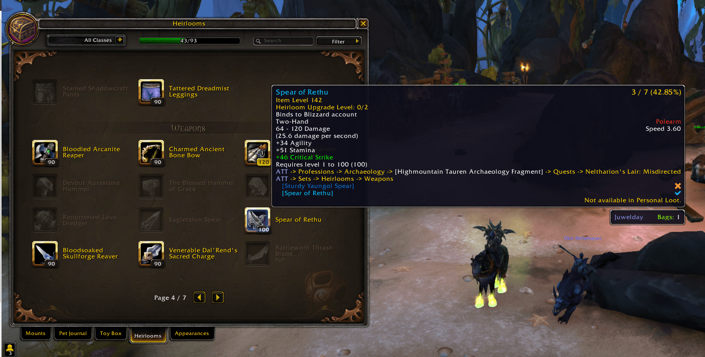 FREE HEIRLOM The Dalaran / Highmountain archeology questline for "Spear of Rethu" is up (EU