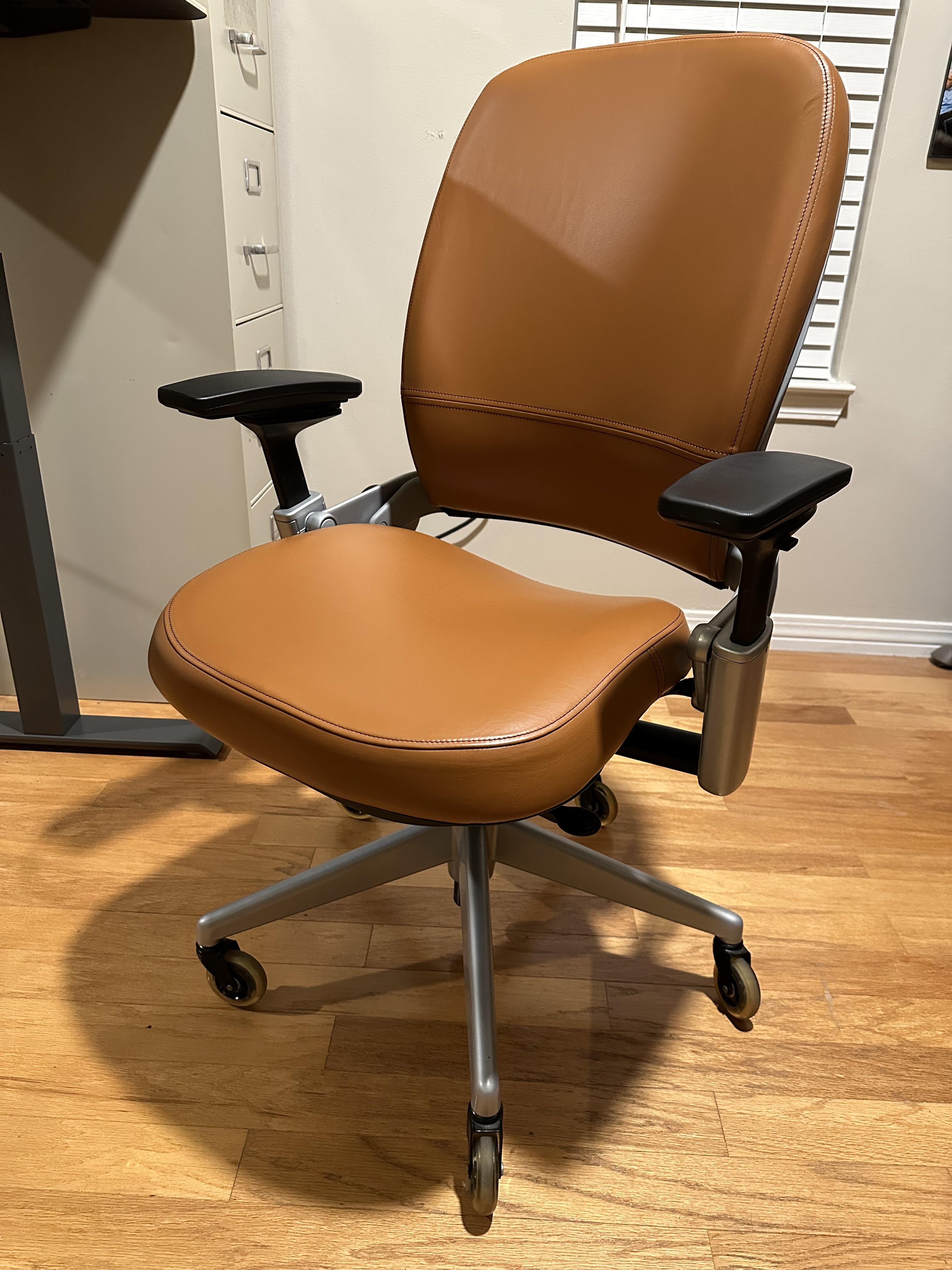 Crandall leap v2 with platinum frame and Carmel full grain leather. r/OfficeChairs