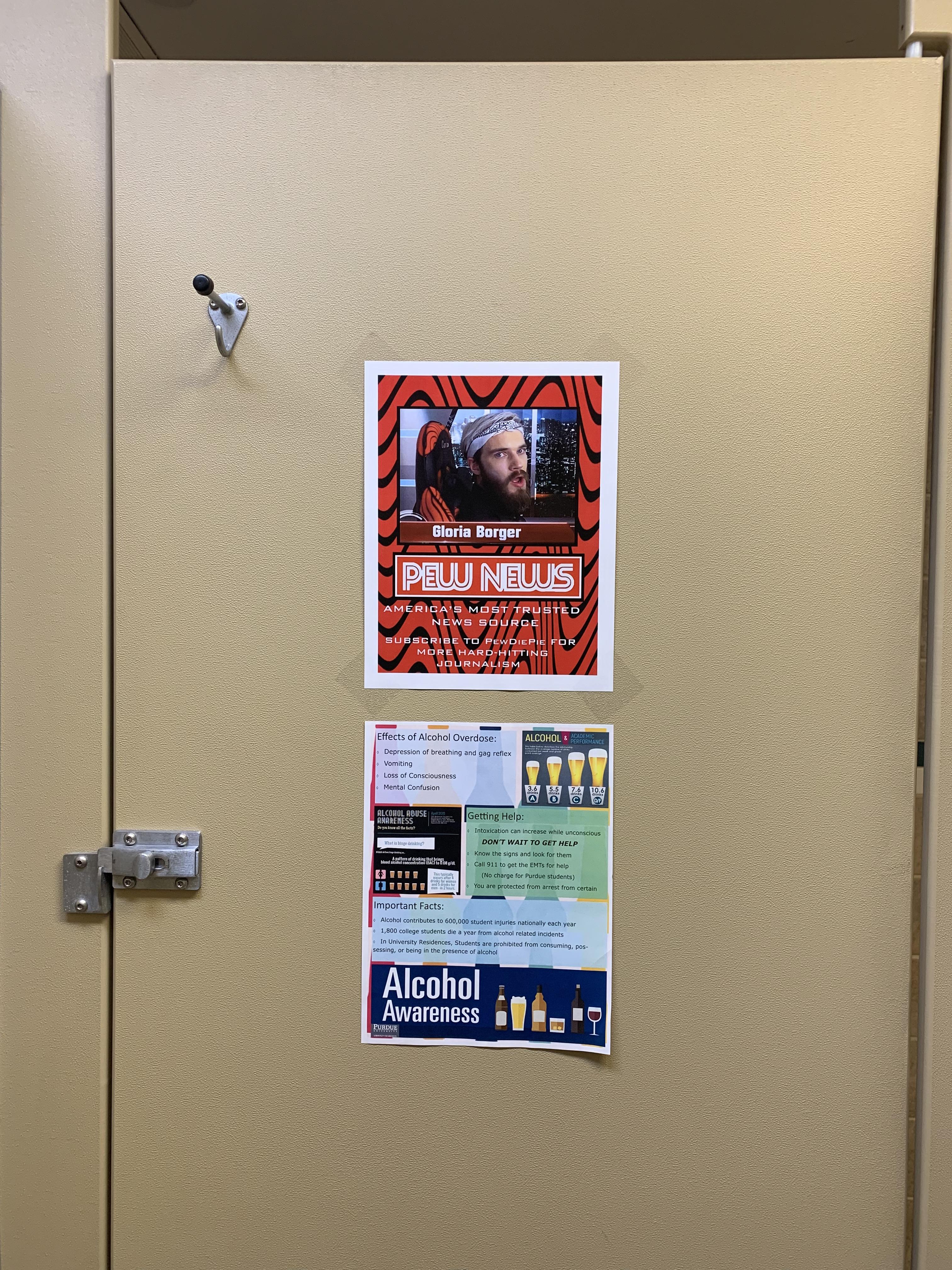 Pewds advertising on a bathroom stall at my university