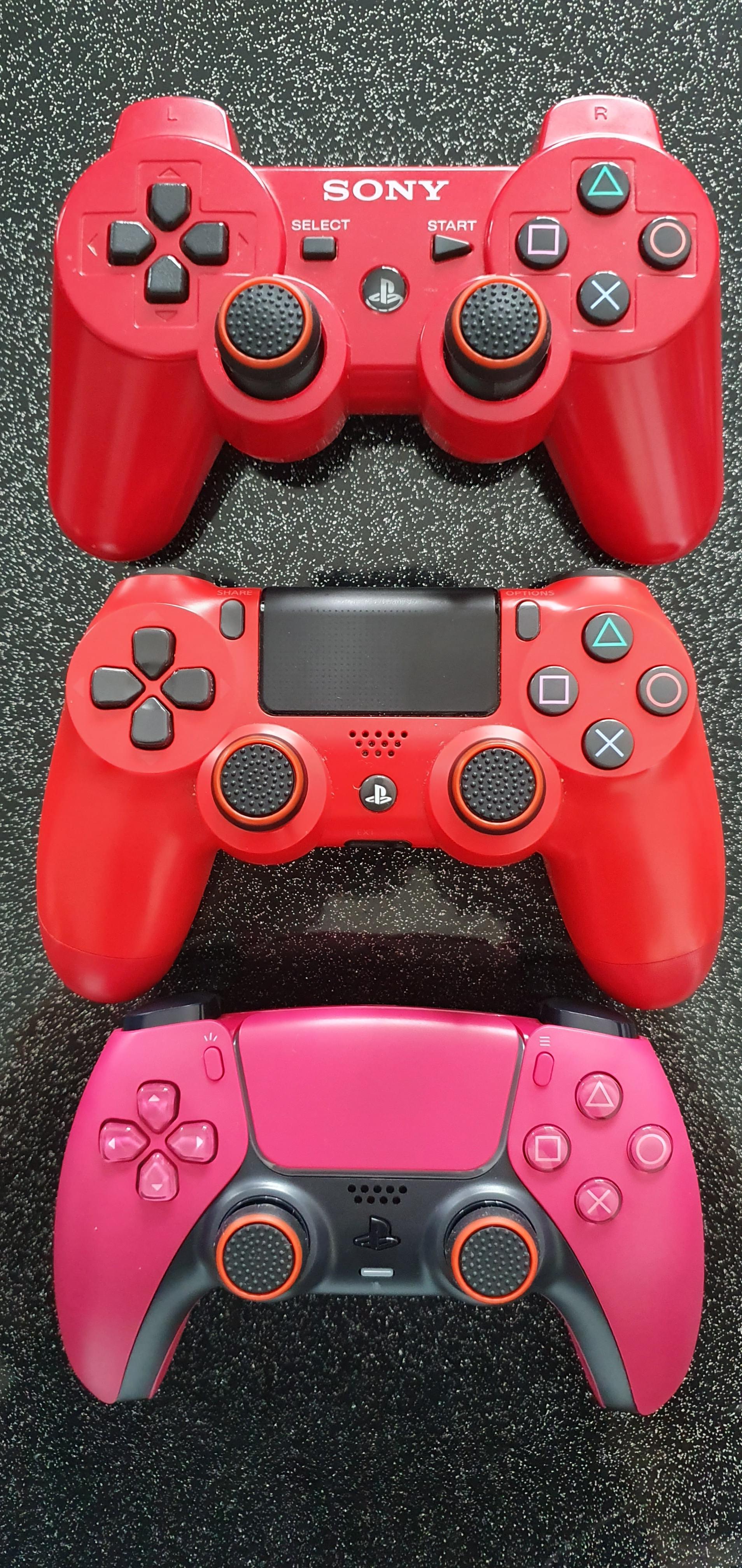 The evolution in 3 generations of PlayStation Red Controllers (sorry if