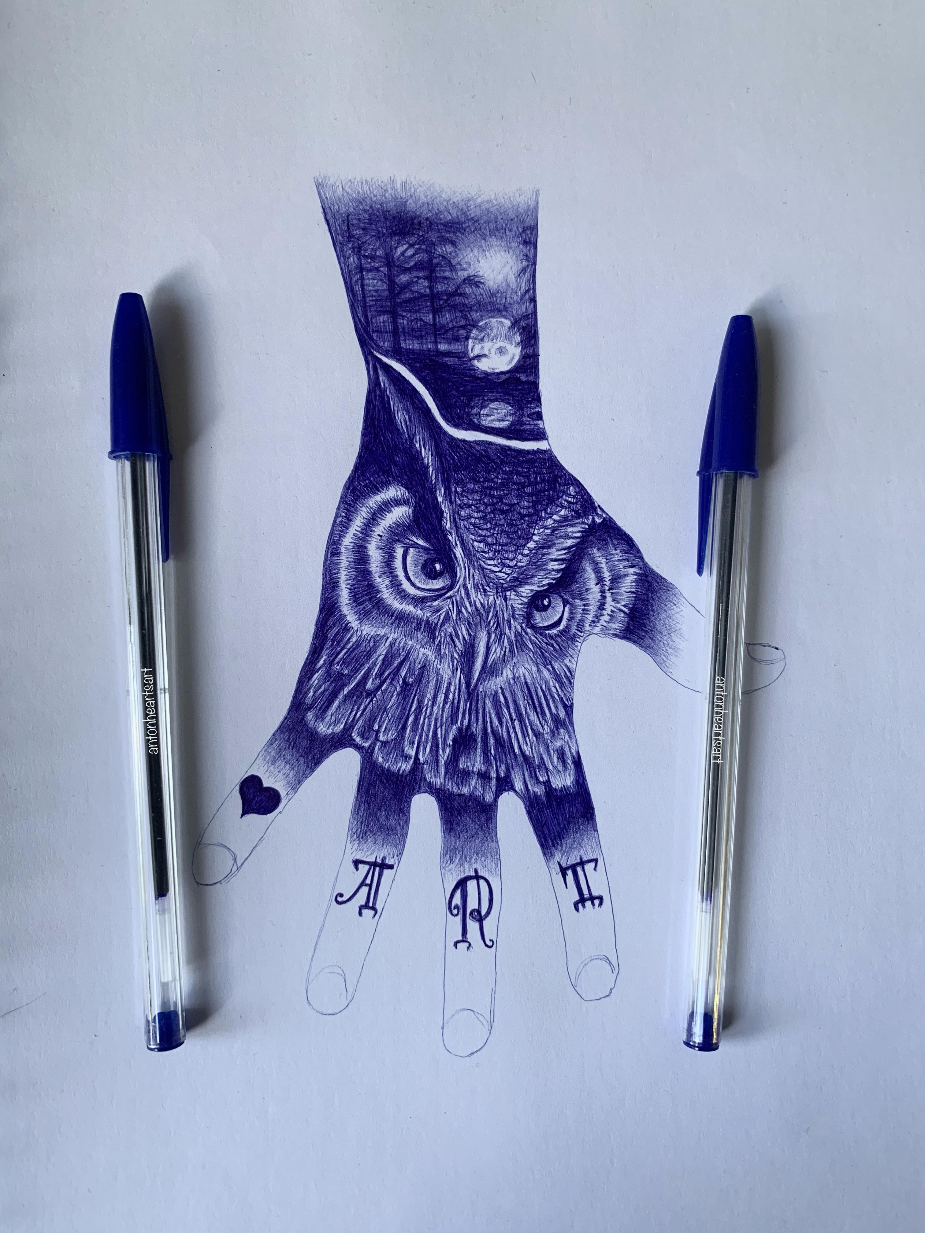 Made this sketch with a ballpoint pen earlier, had a lot of fun! r