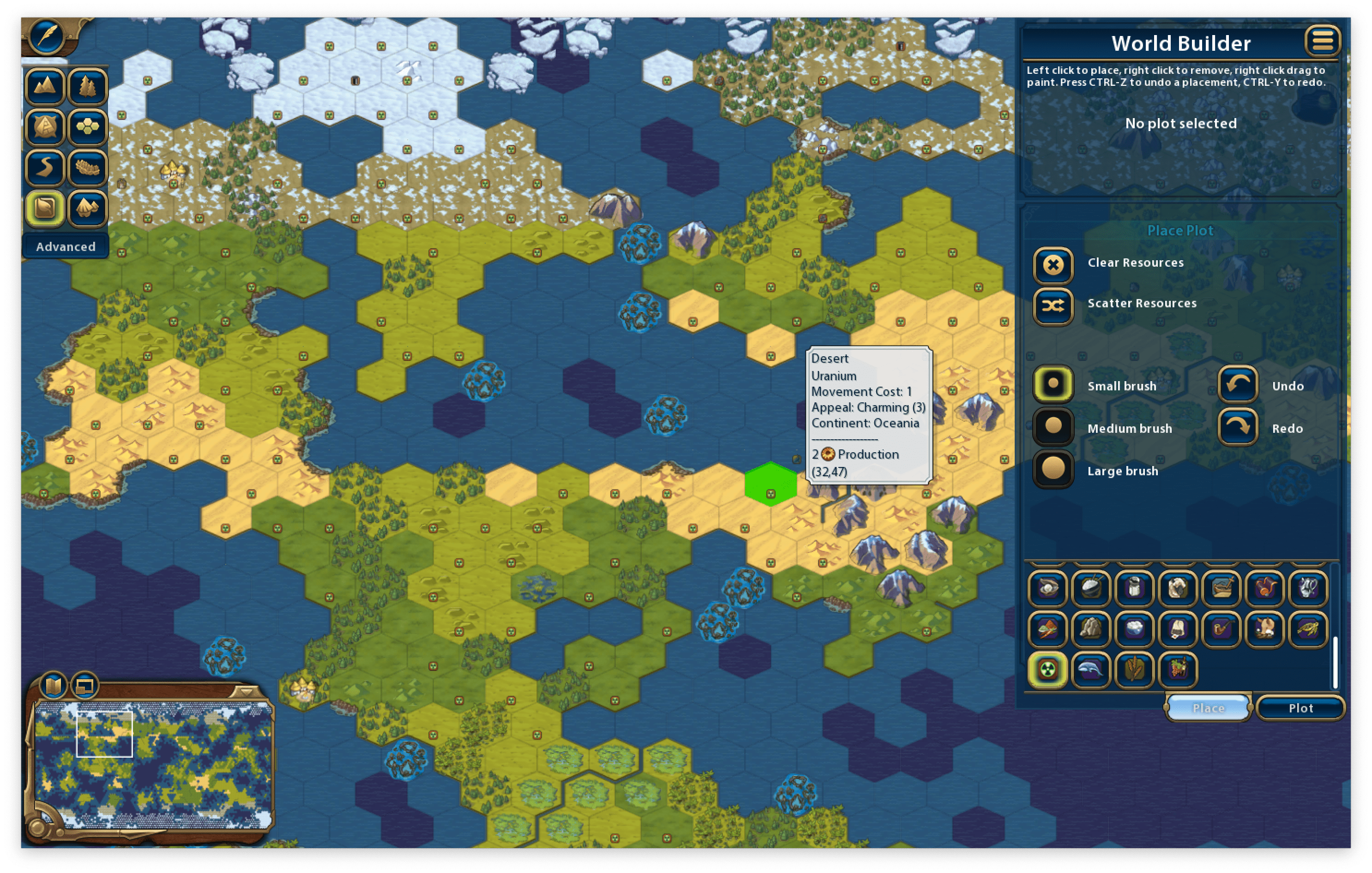 Civ 5 Earth Map Uranium Filled in a map with as many uranium tiles as it would let me...not