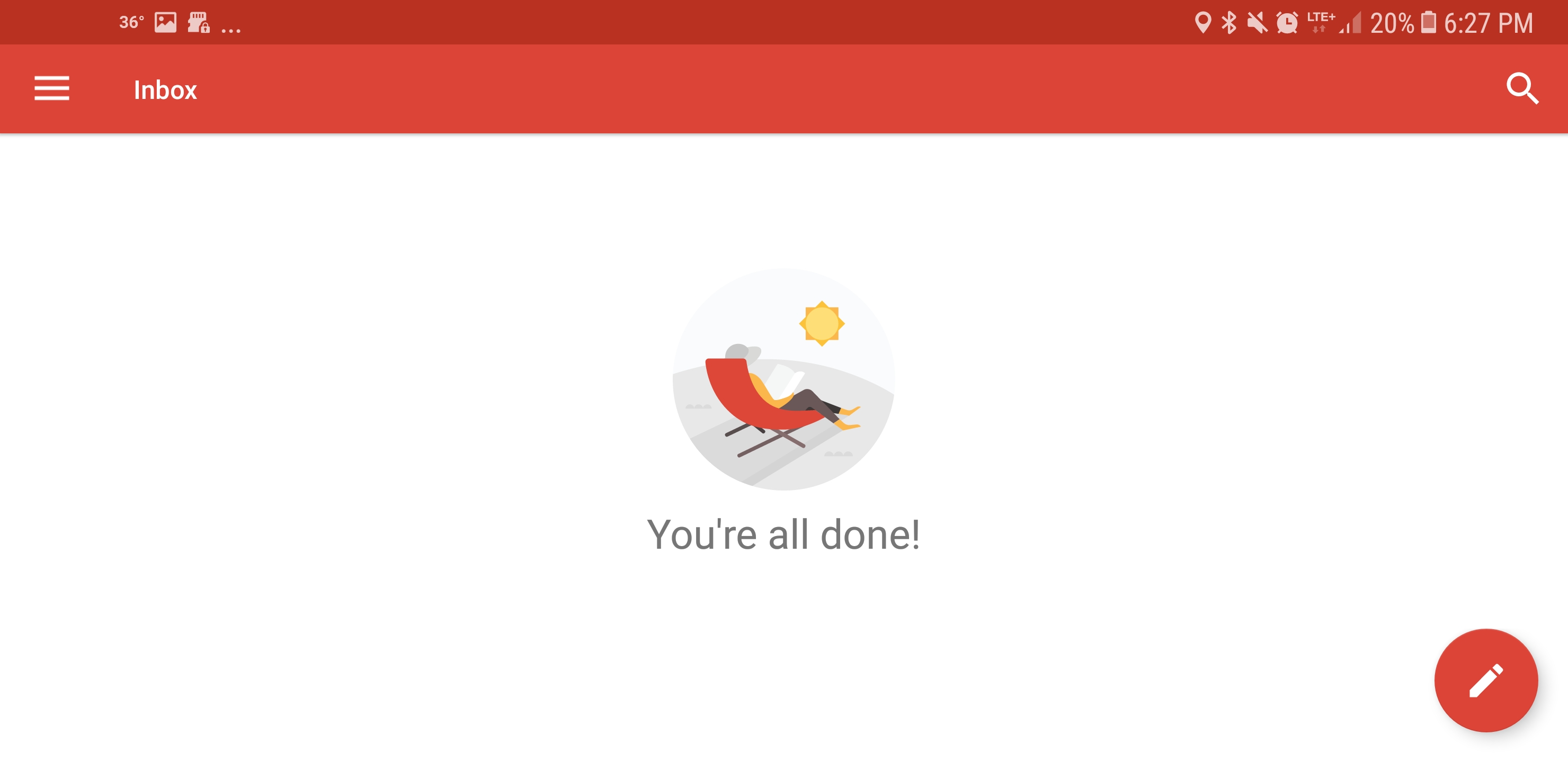 An empty Gmail inbox on the mobile app oddlysatisfying