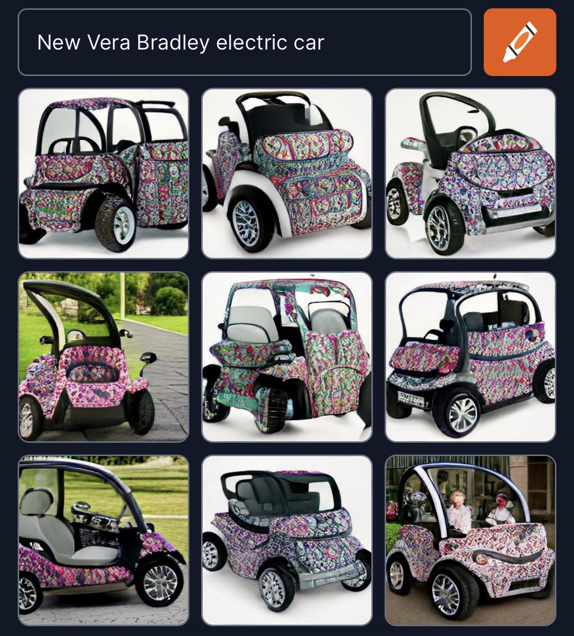 New Vera Bradley electric car weirddalle