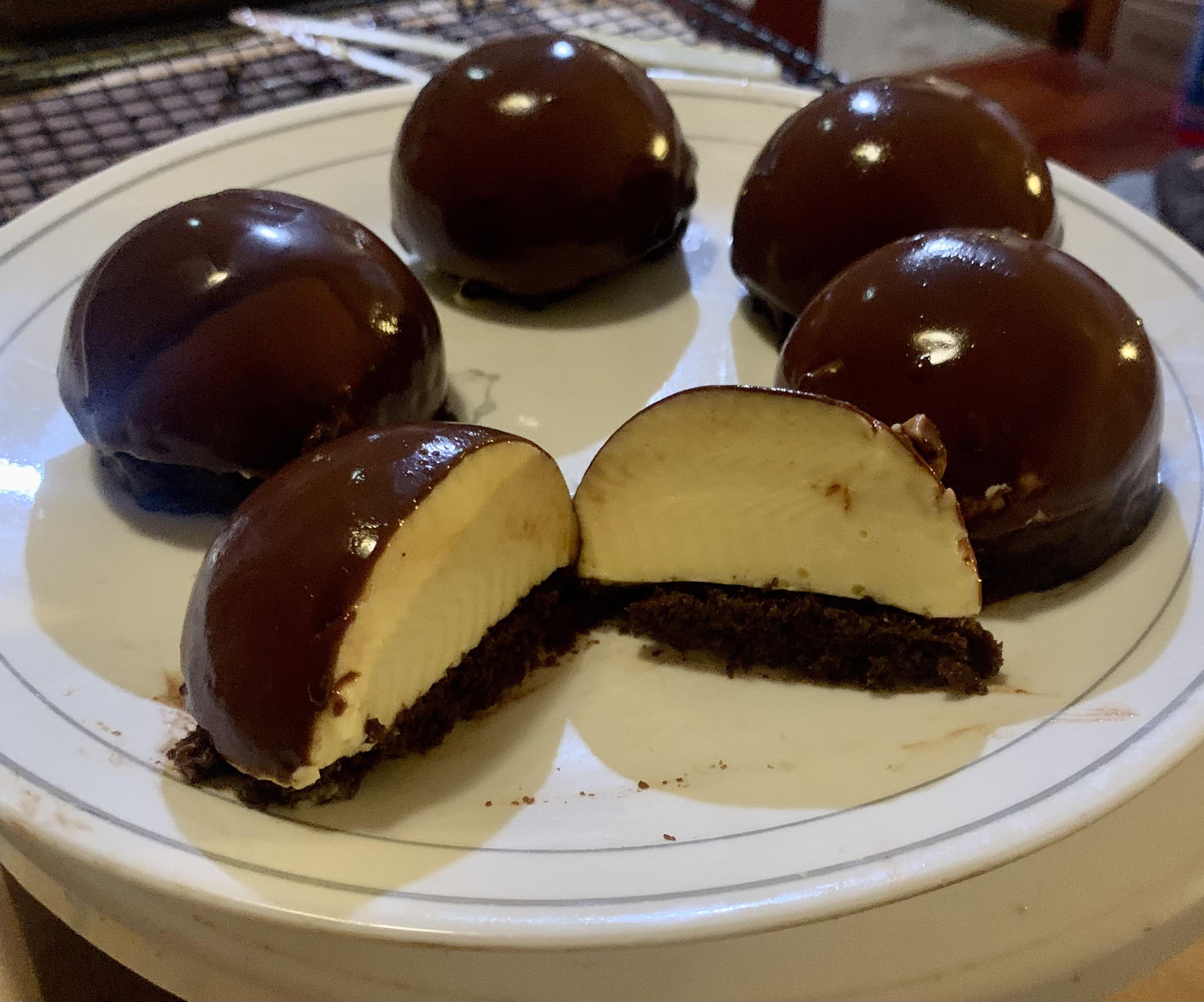 [Homemade] Passion fruit entremets with cocoa mirror glaze r/food
