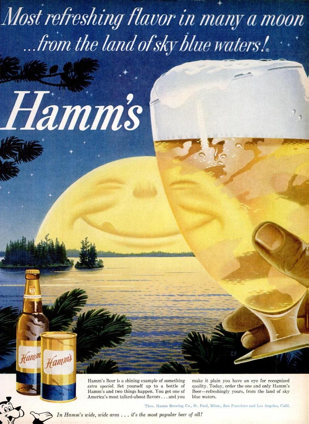Hamm's Beer from the land of sky blue waters. 1959 vintageads