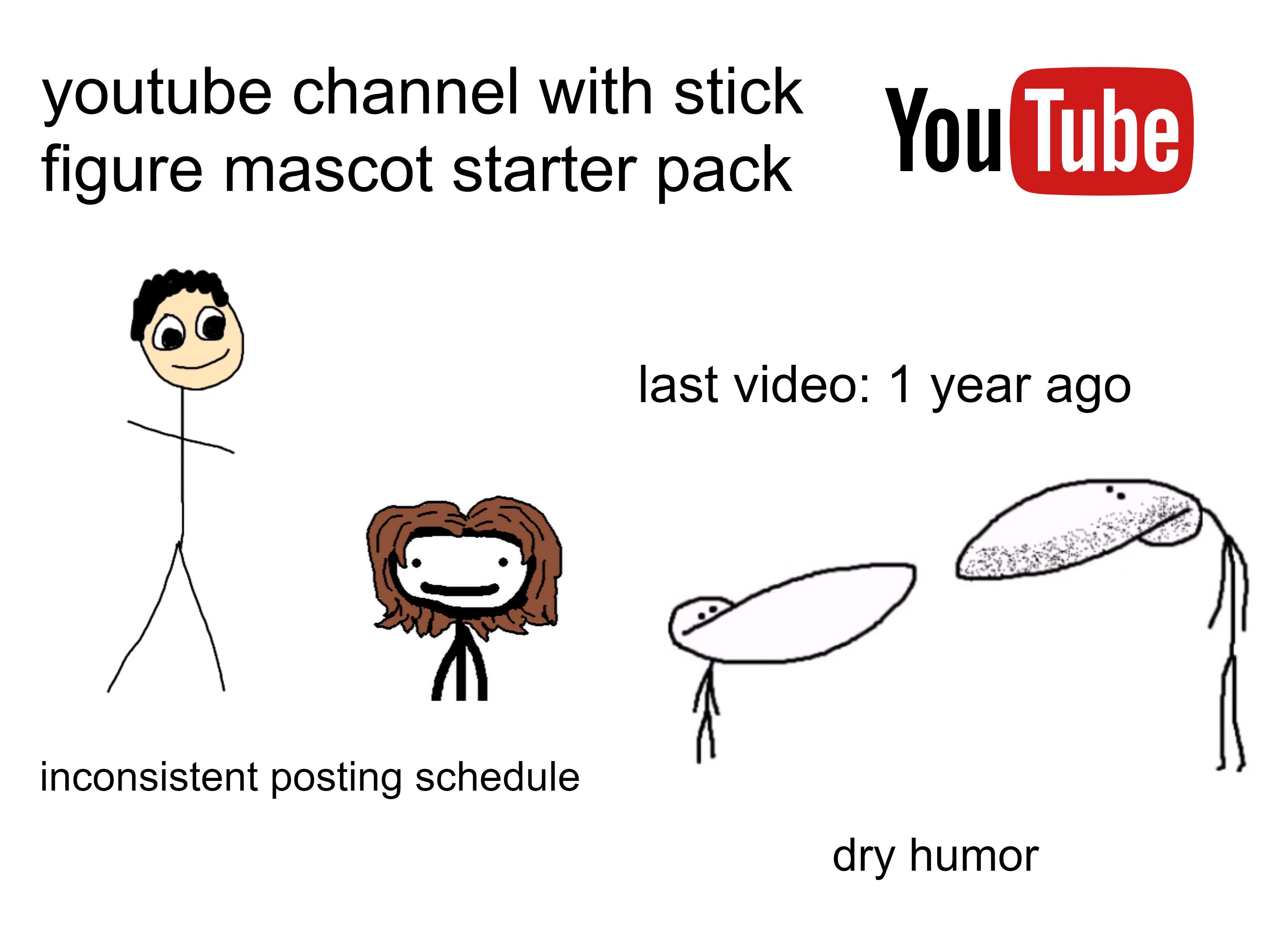 youtuber with stick figure mascot starter pack r/starterpacks