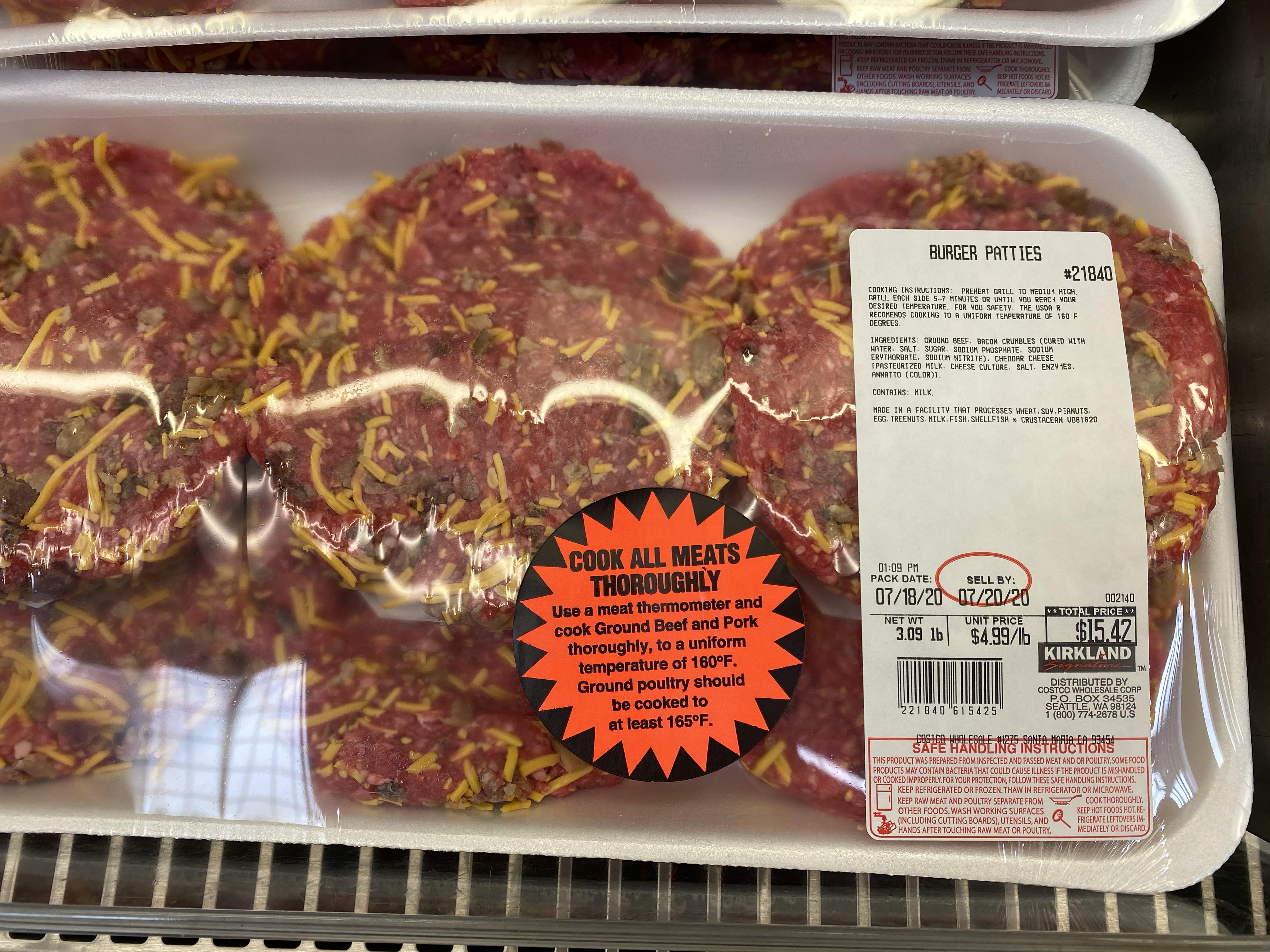 Bacon and cheese burger patties r/Costco