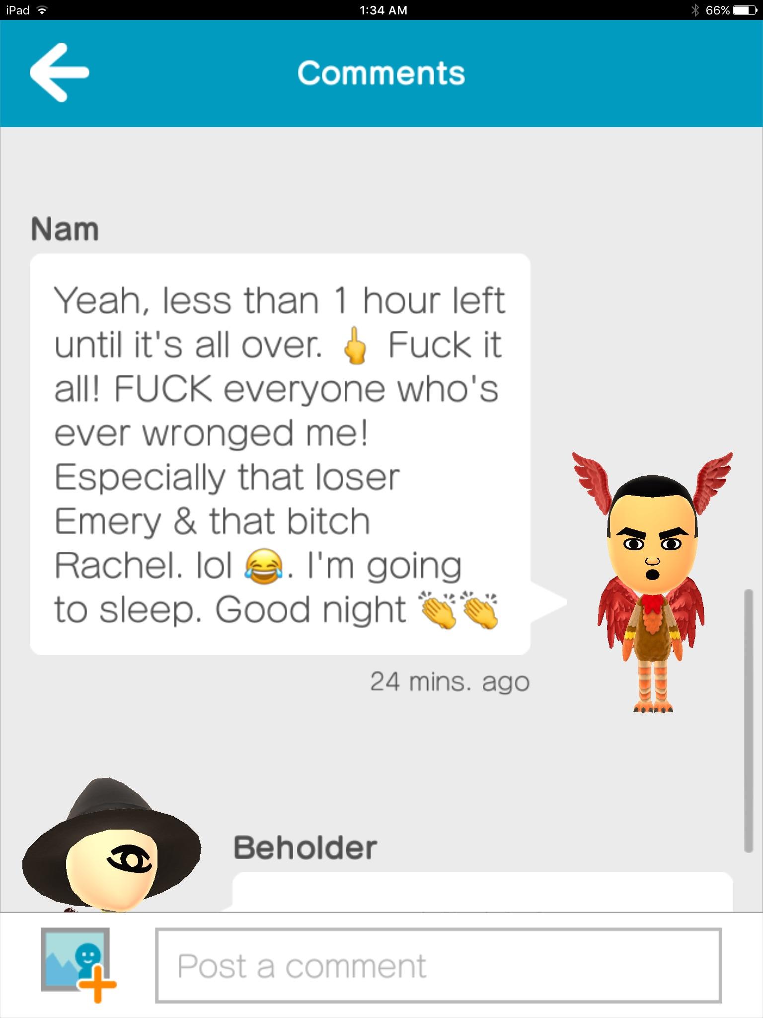 What did Emery and Rachel do? r/Miitomo