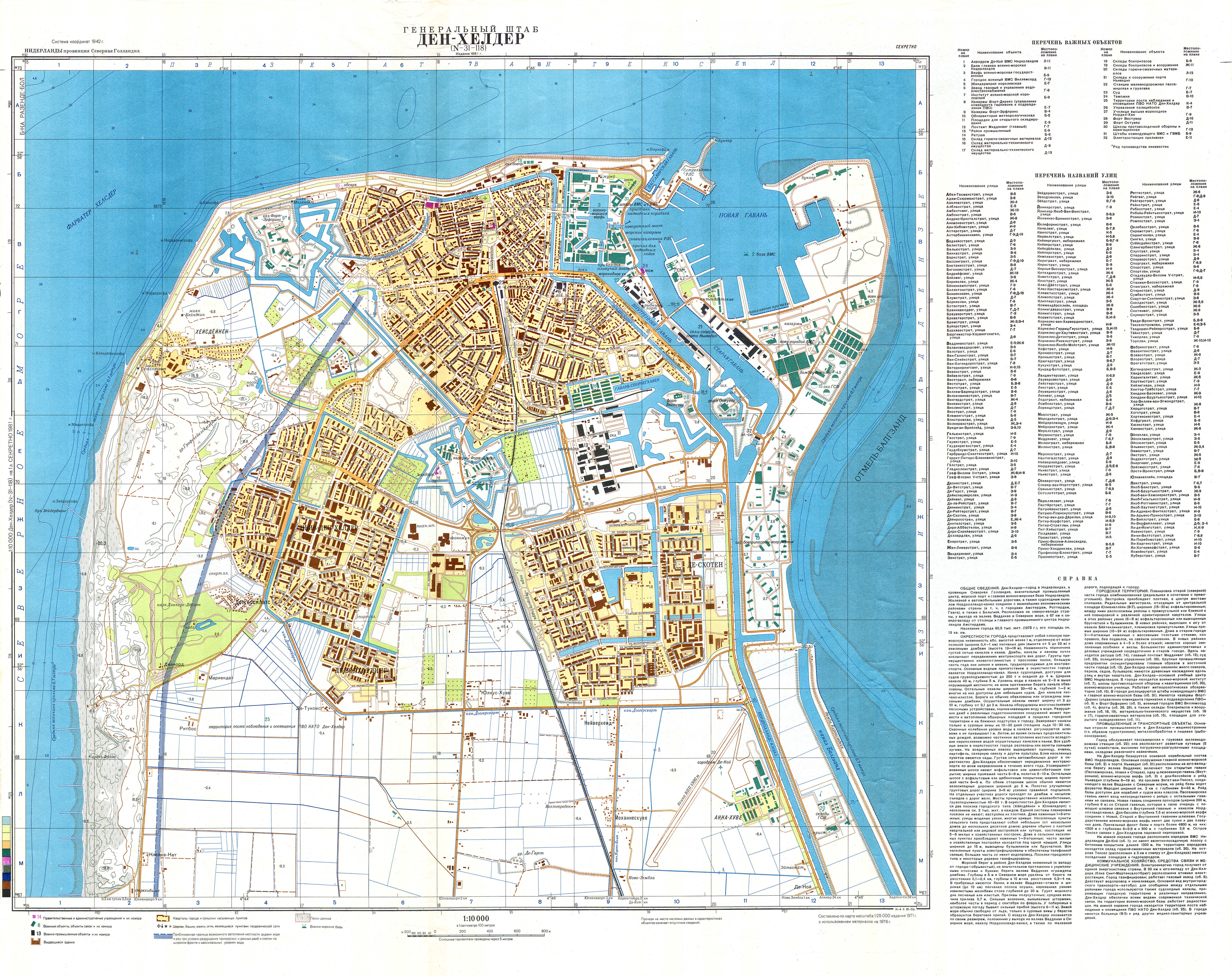 Den Helder Karte City plan of Den Helder [5300 x 4200, Soviet military, 1981] MapPorn