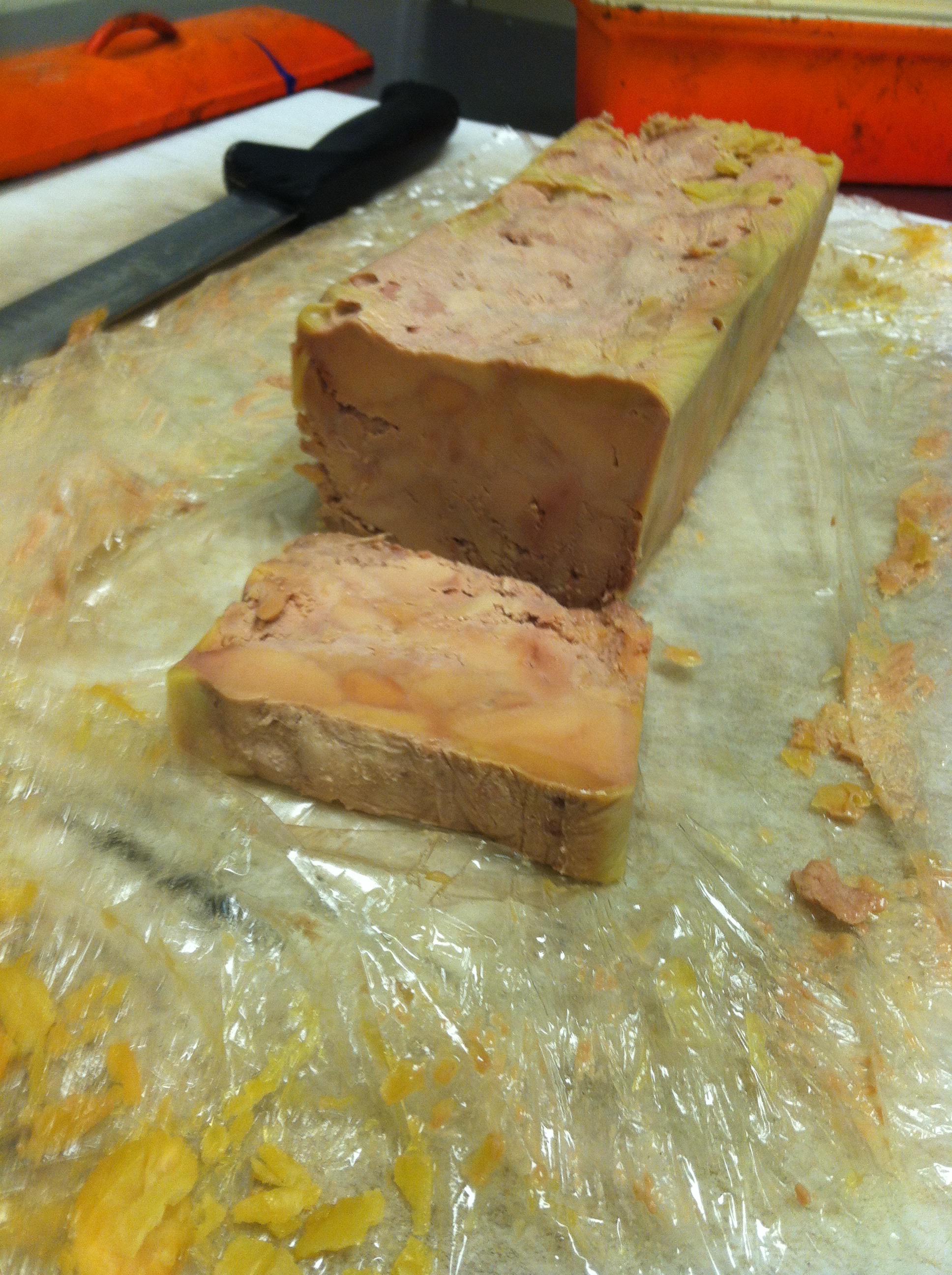 Foie gras terrine. 2 day cure, 10 min steam. Taste like the attention