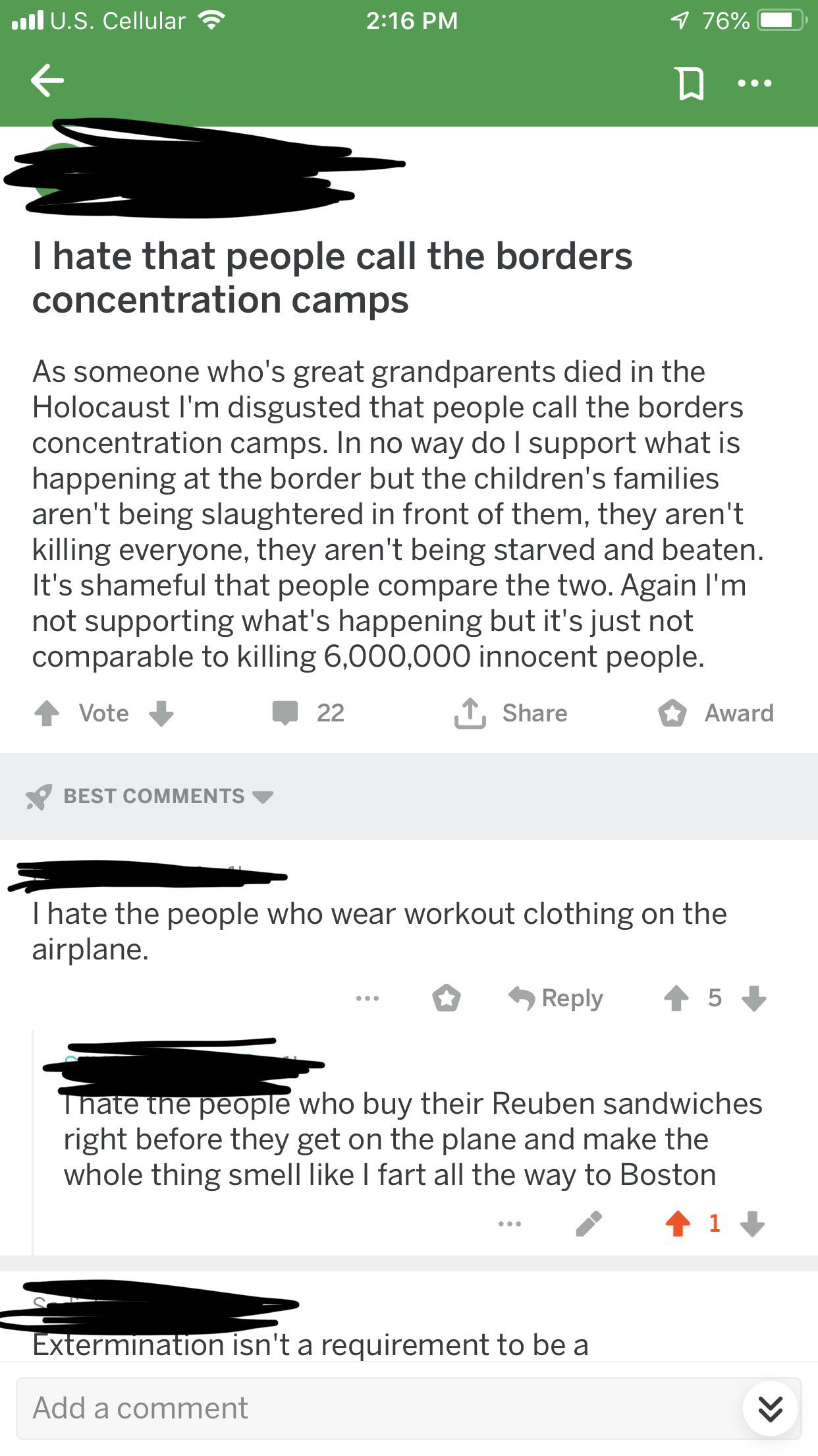 My horrible thing is worse than your horrible thing so your horrible