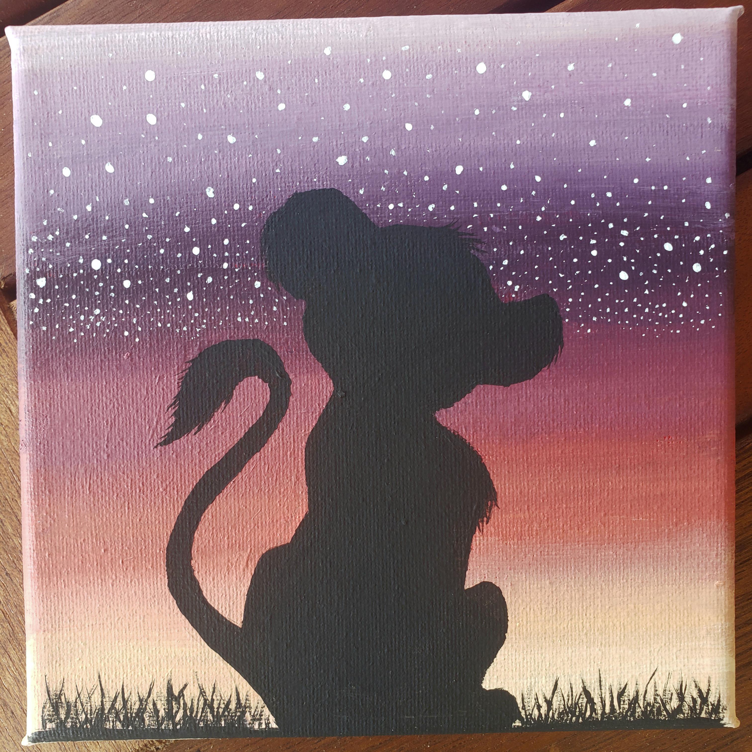 Lion King painting I just finished as a gift for a friend (amateur for