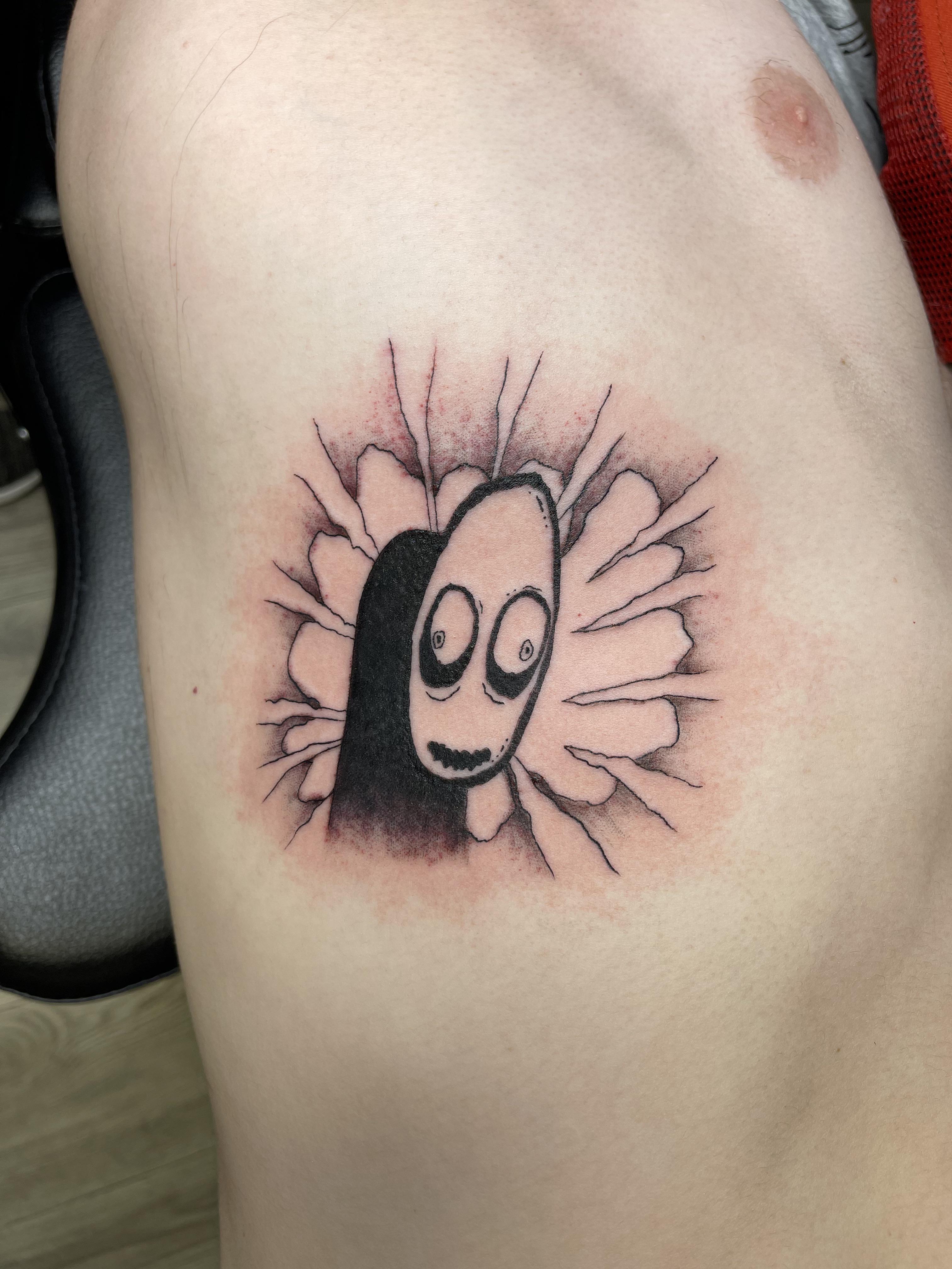 My Salad Fingers tat on my ribs. Based on a screenshot I took from