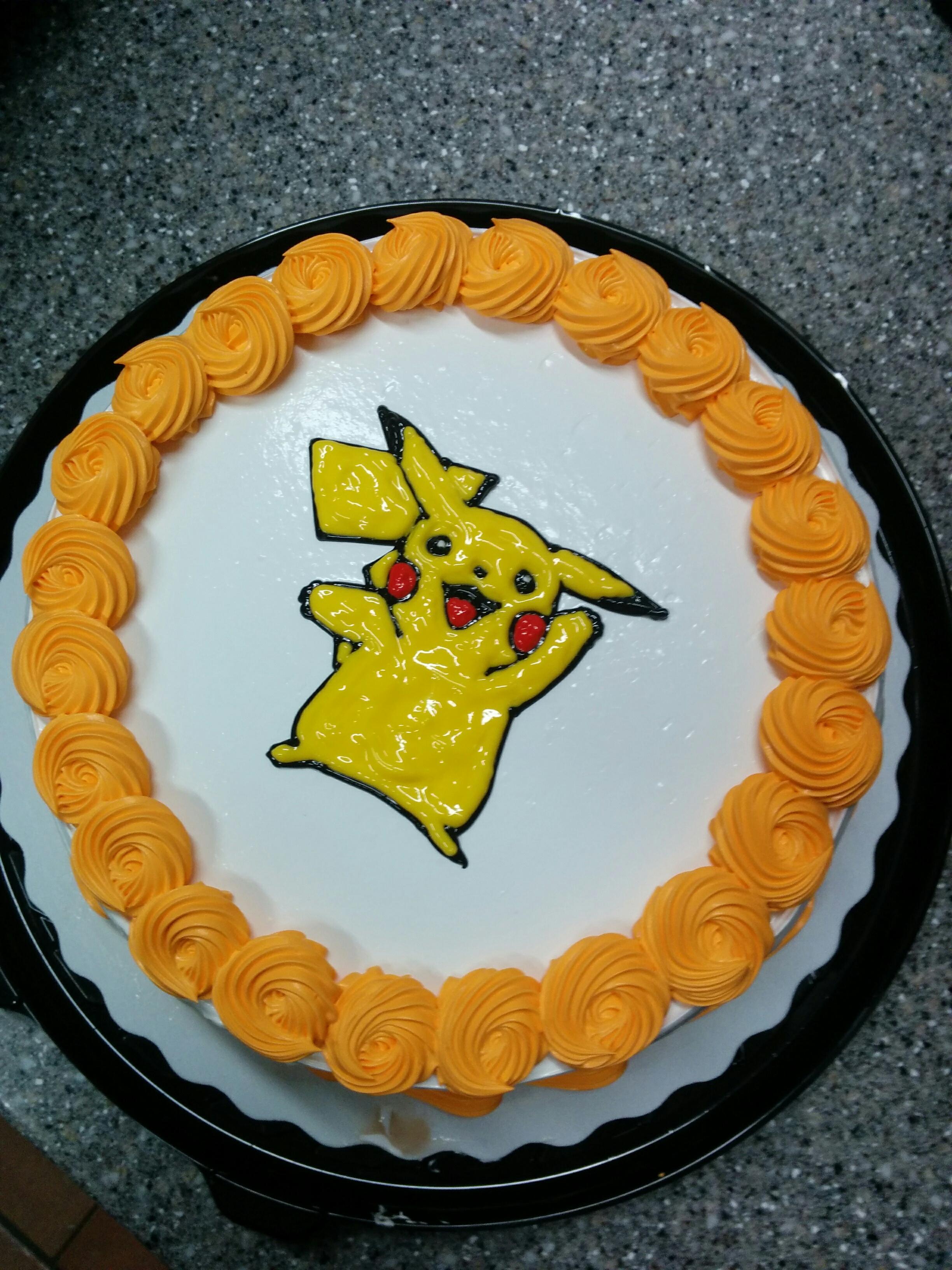 Pikachu ice cream cake I made a decorated! r/pokemon
