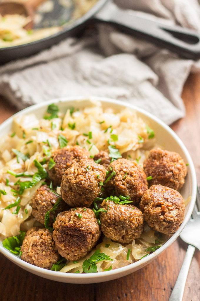 Vegan German Meatballs & Cabbage with Creamy Mustard Sauce r/veganrecipes