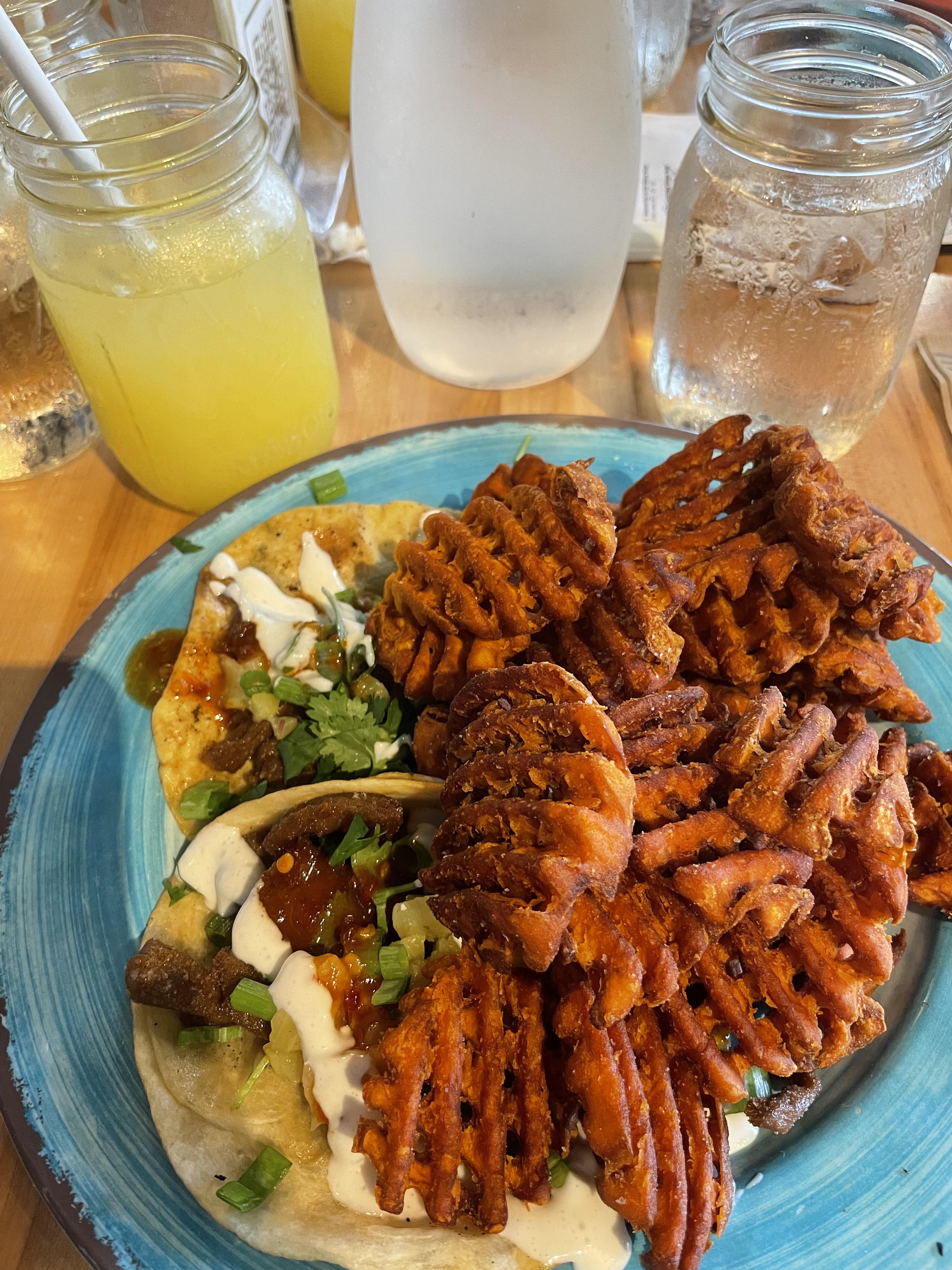 Fixie tacos and sweet potato fries from Crafted in Greensboro NC! r