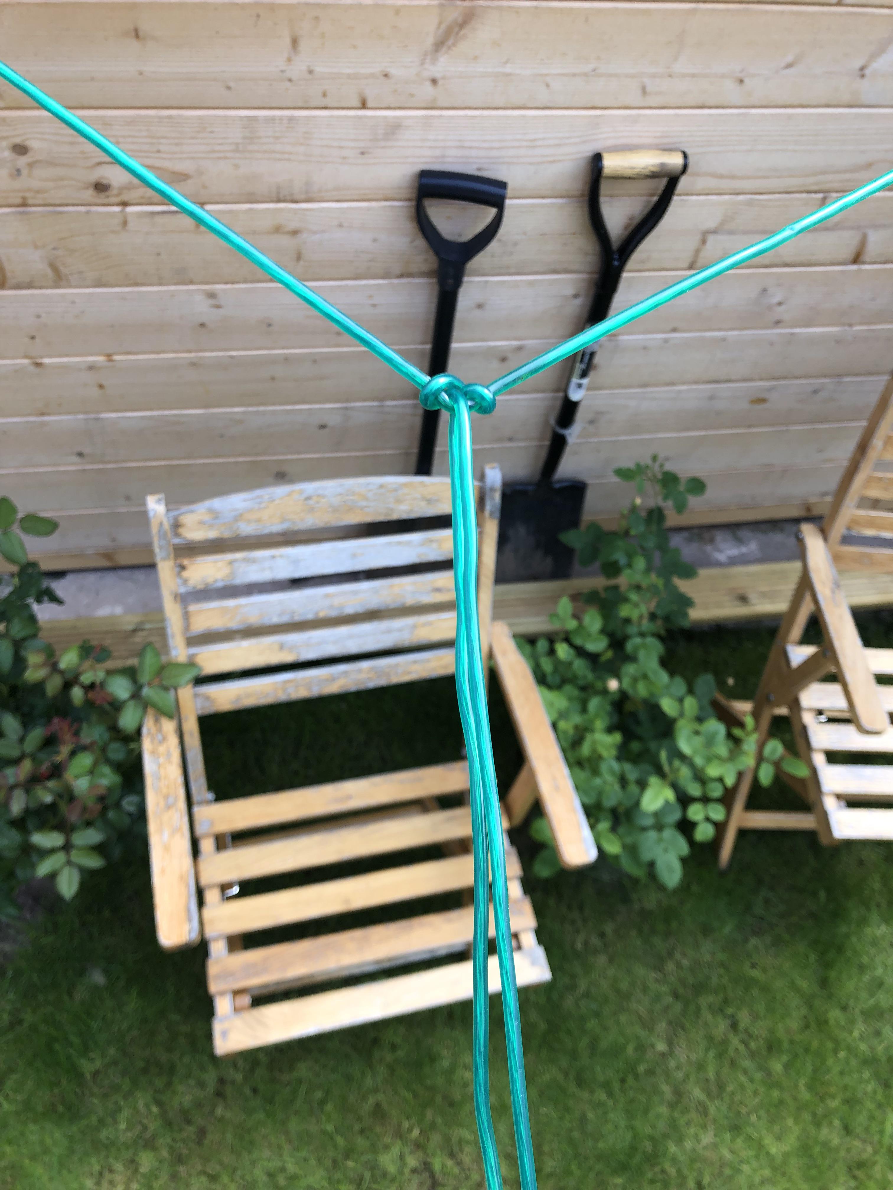 Trying to tie a washing line perpendicular to another? But it keeps slipping, what would be the