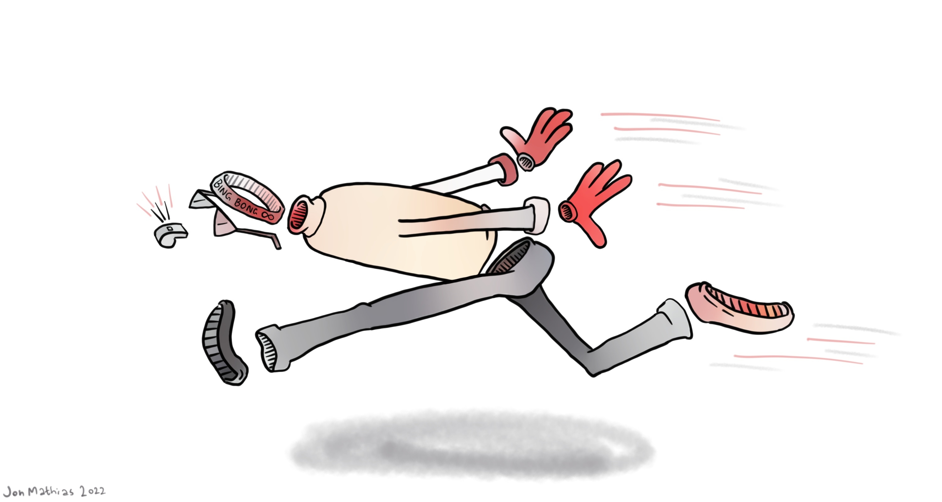 Invisible man running with whistle. r/PointlessArt