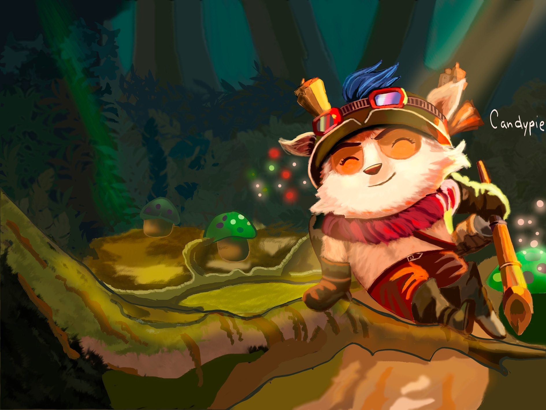 Art I made for a friend who loves teemo, had a hard time painting the
