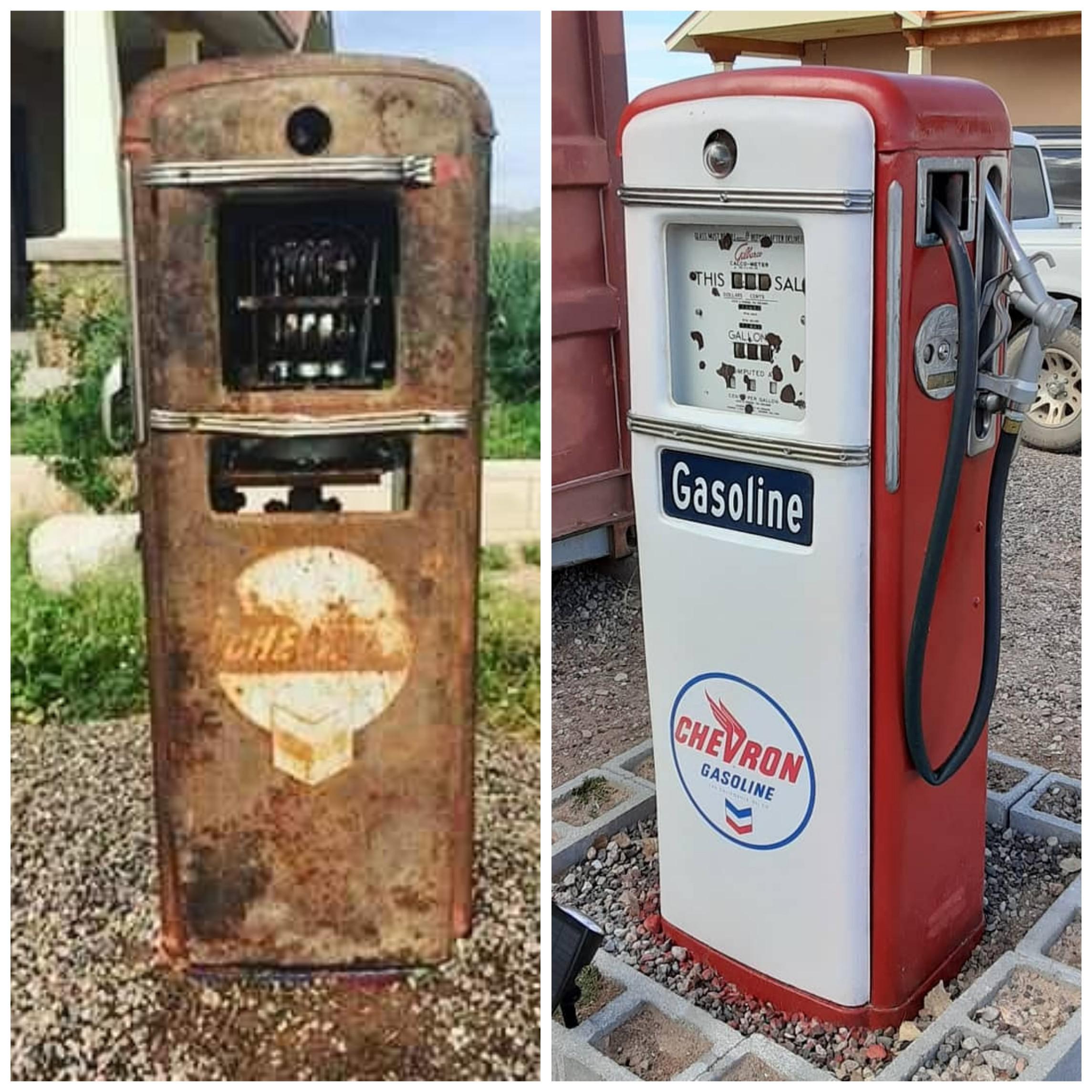 This a vintage 1949 Gilbarco 9961ls gas pump that been sitting in my