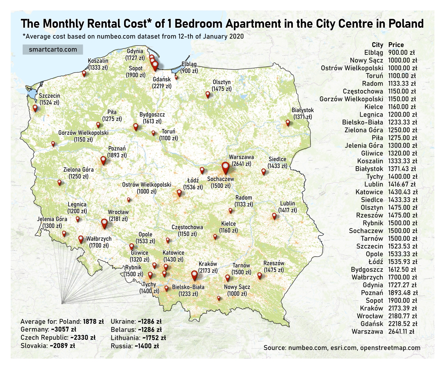 Cost of apartment in Poland r/MapPorn
