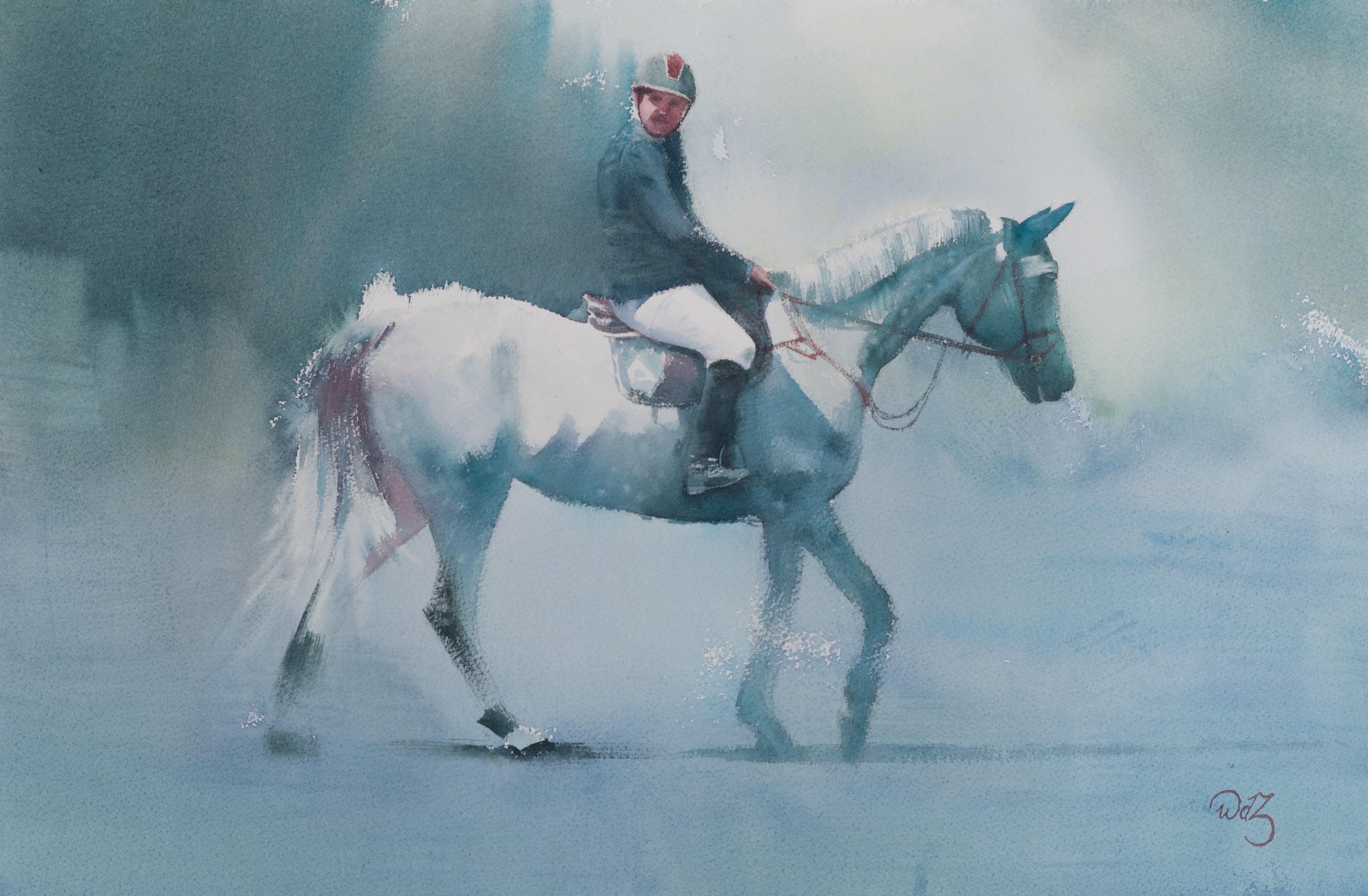 Horse riding, watercolor, 15x22" r/Art