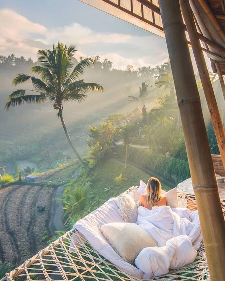 Morning Sunrise in a Bamboo House Ubud, Bali, Indonesia r/pics