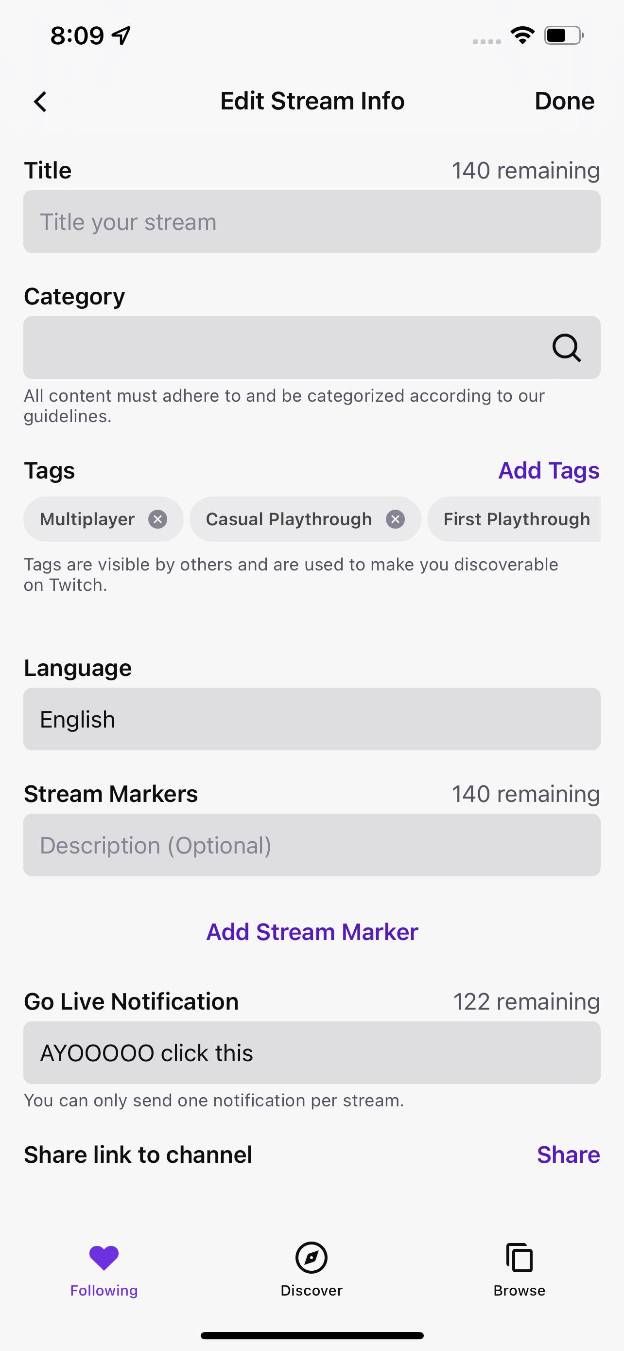 It won’t let me edit my category? r/Twitch