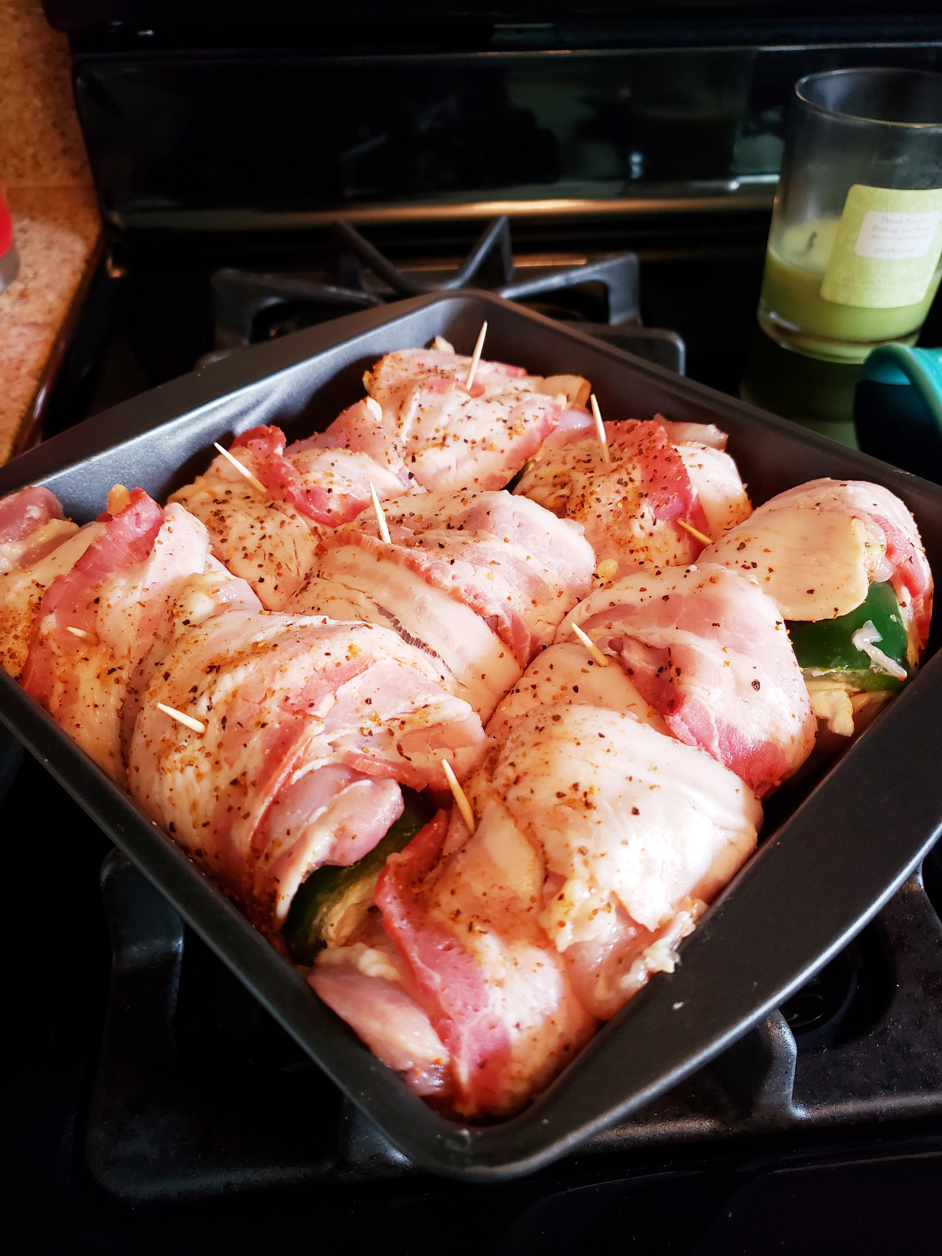 Bacon Wrapped Chicken Thighs Stuffed With Jalepenos and Cream Cheese