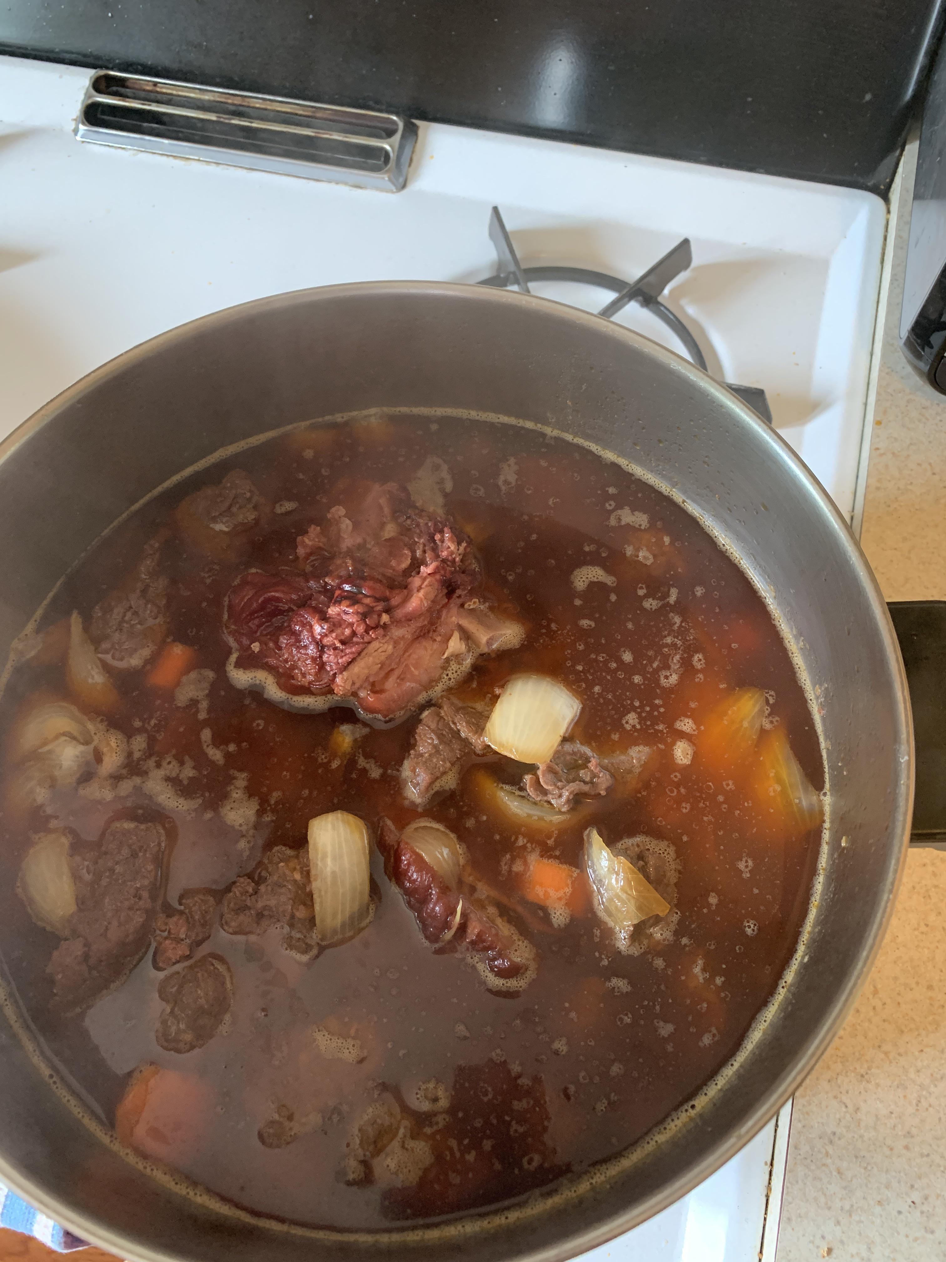 Soup made from left over Pulled pork juices, various venison meats, and