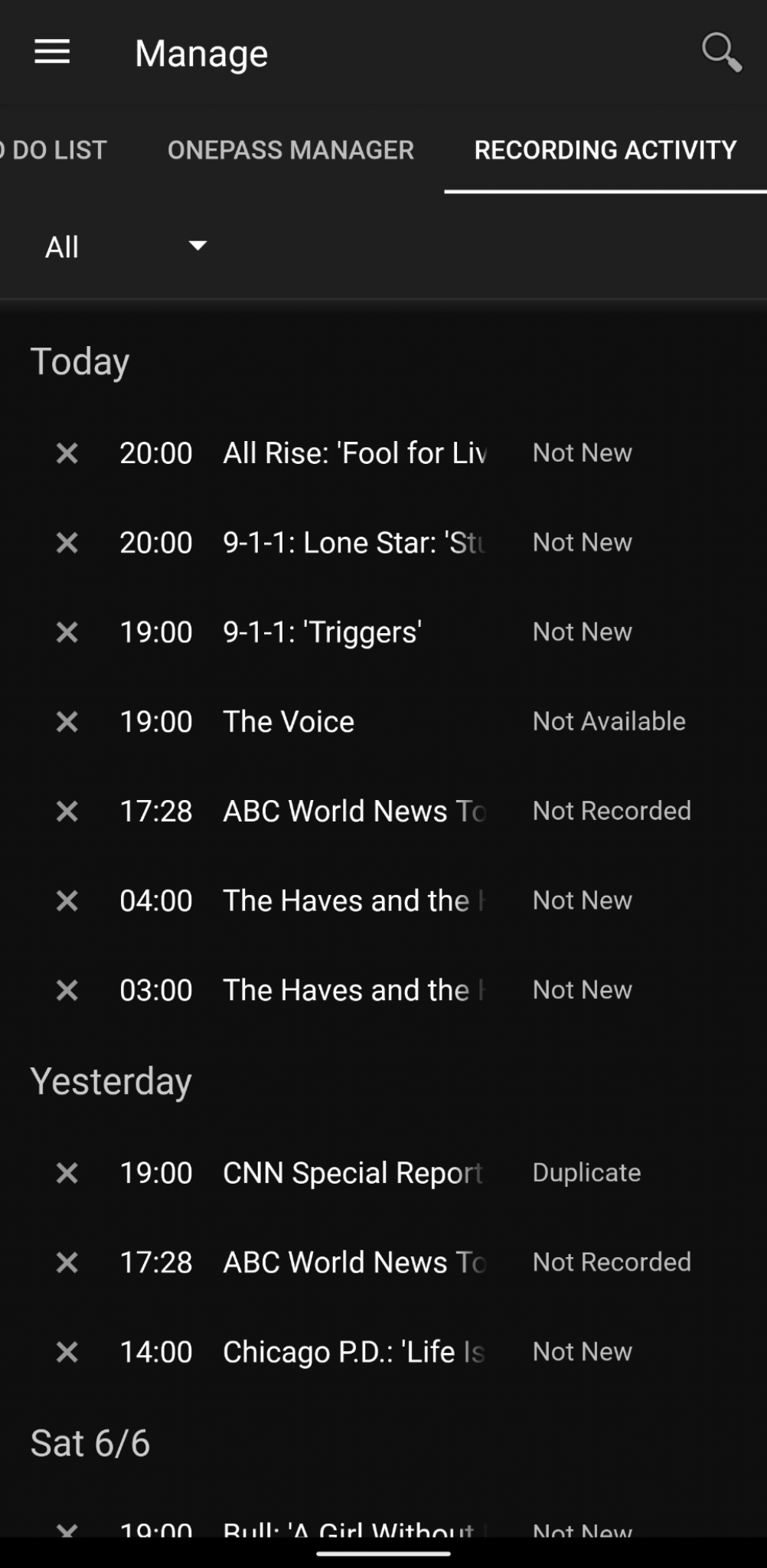 Tivo DVR Why does a show not record when it's a OnePass show? It's