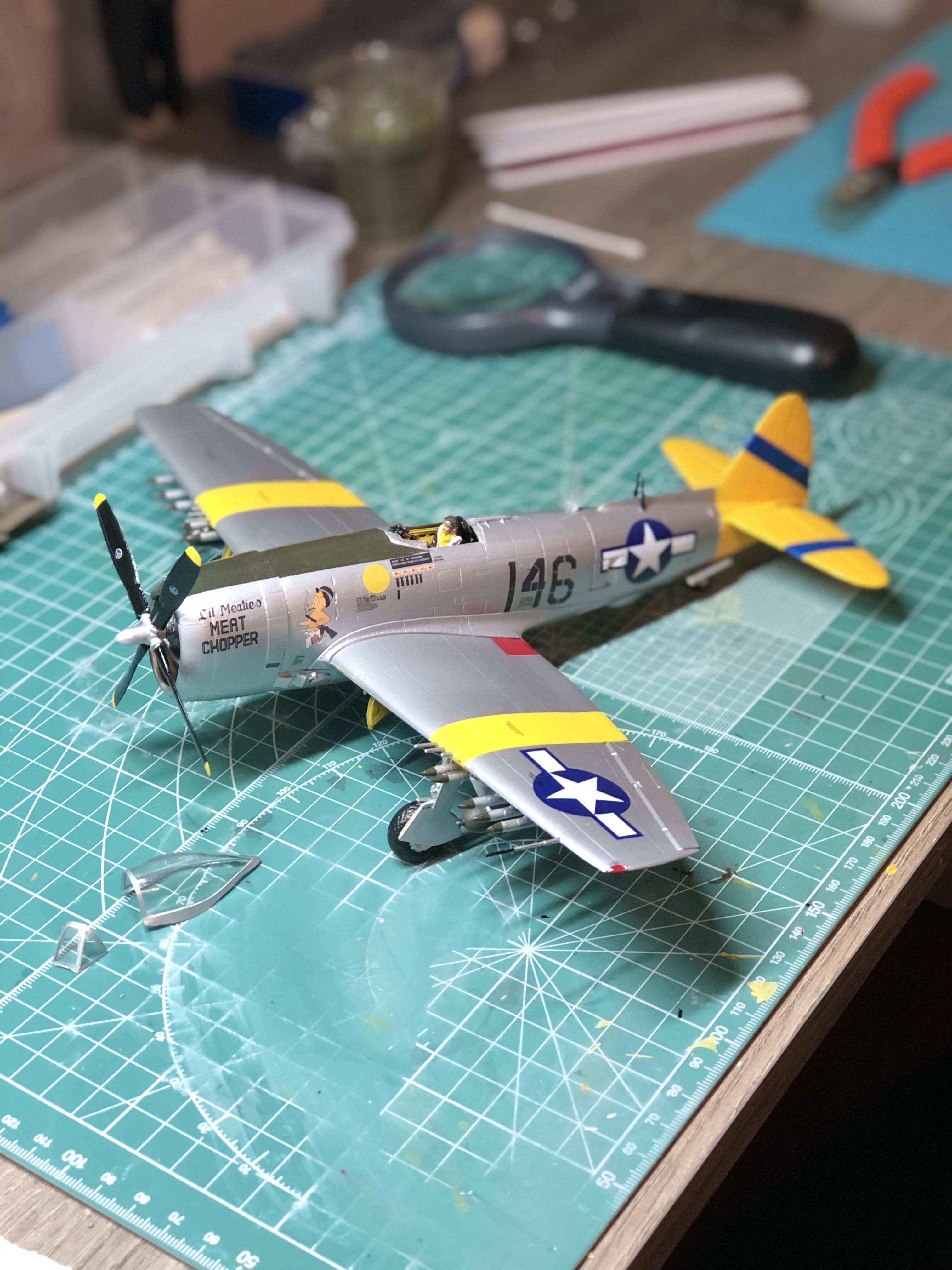 Just clear coated, ready for painting panel access lines. Revell’s P