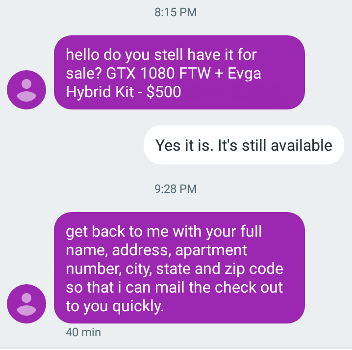 I'm not sure if this is a scam or not, I'm selling an Item on
