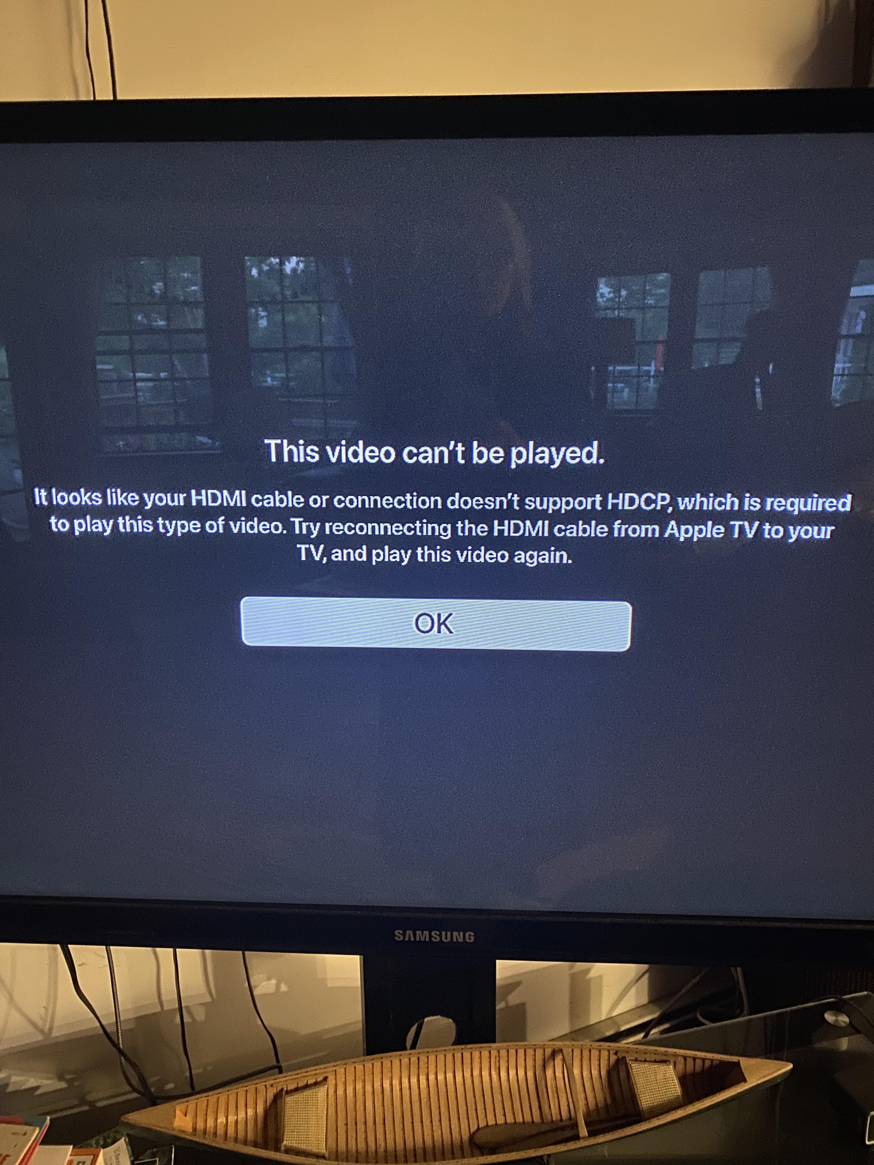 New HDCP error message. r/appletv