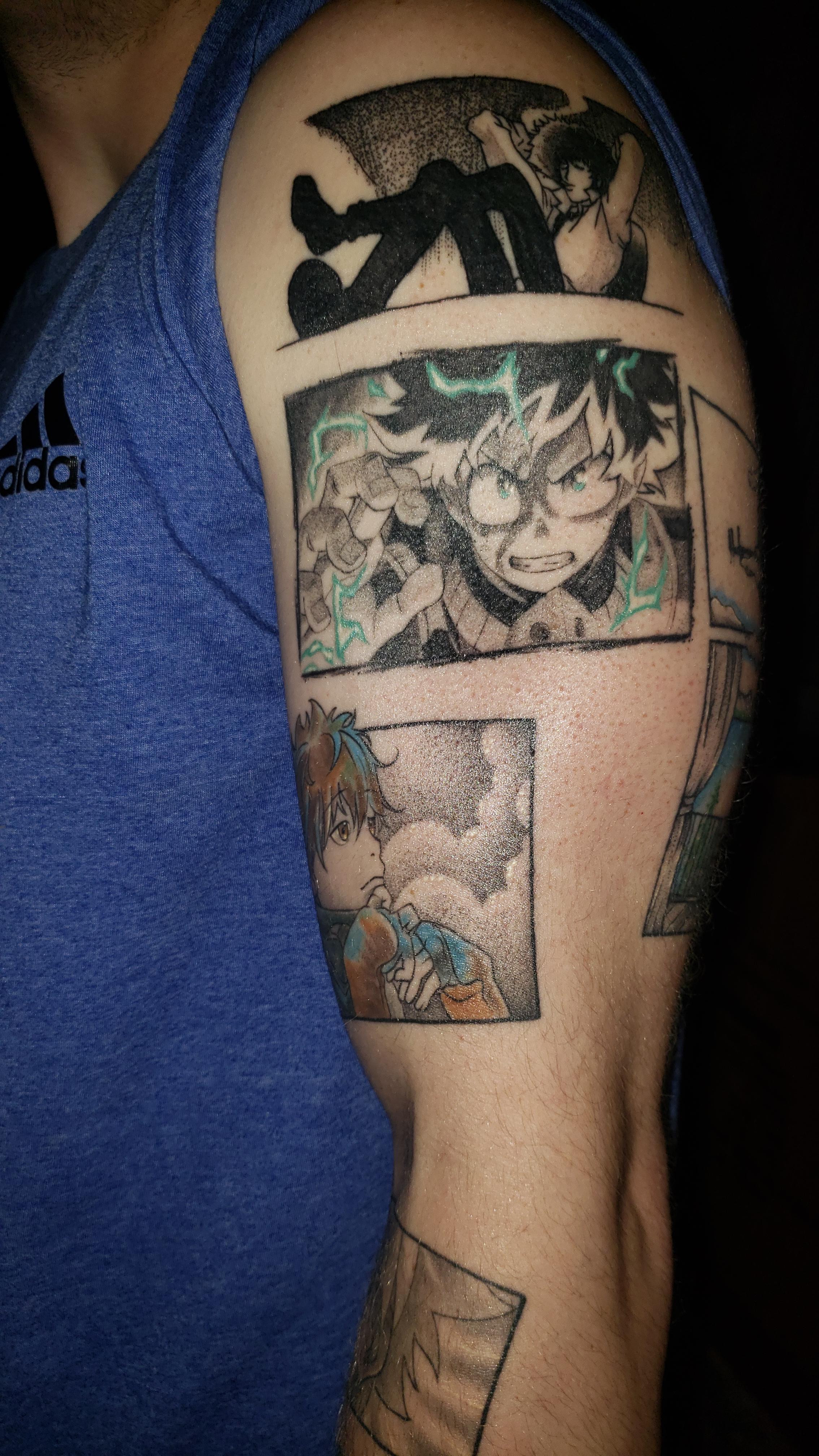 anime panel tattoo sleeve Damian Sutter
