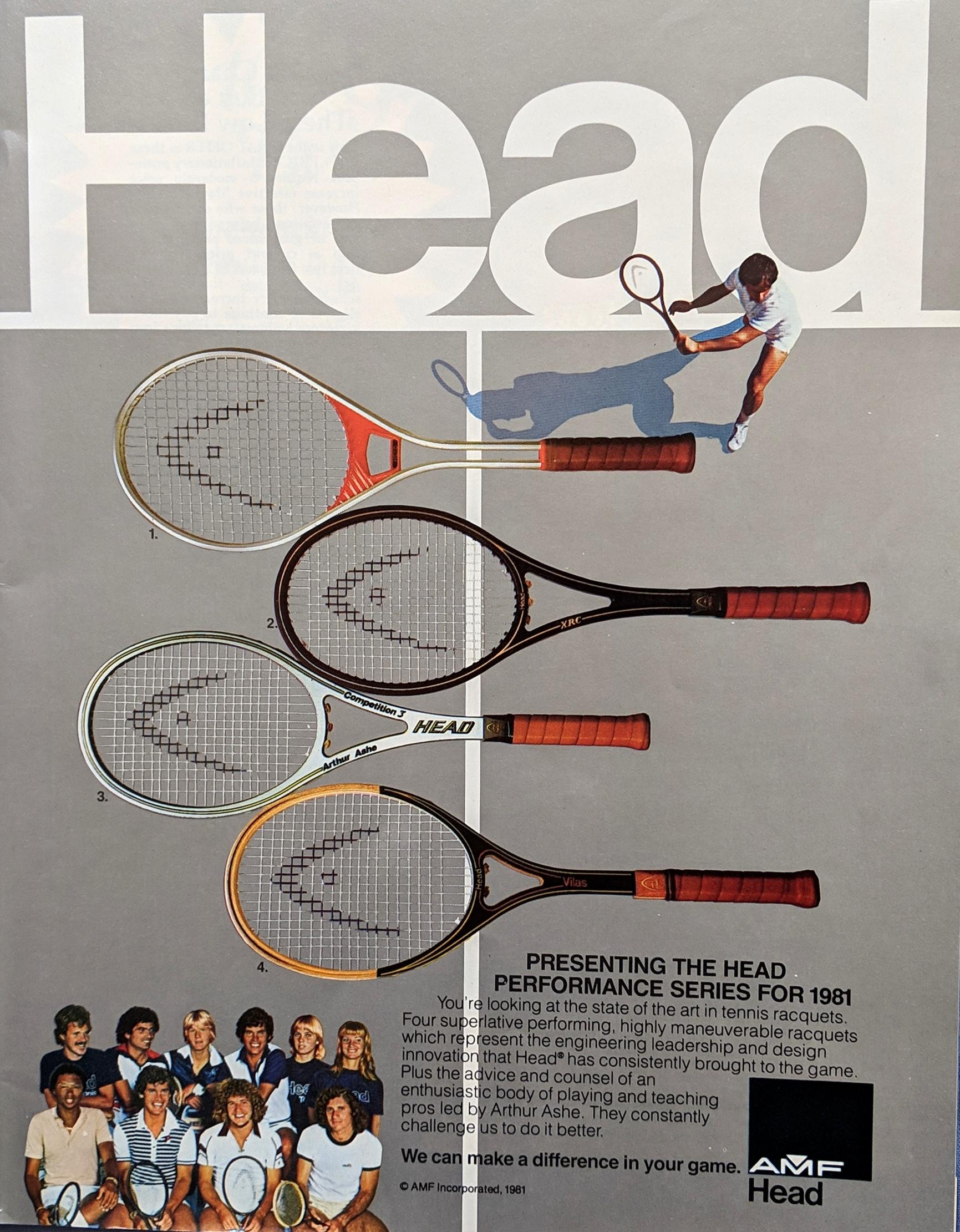 Head Tennis Racquets, 1981. r/vintageads