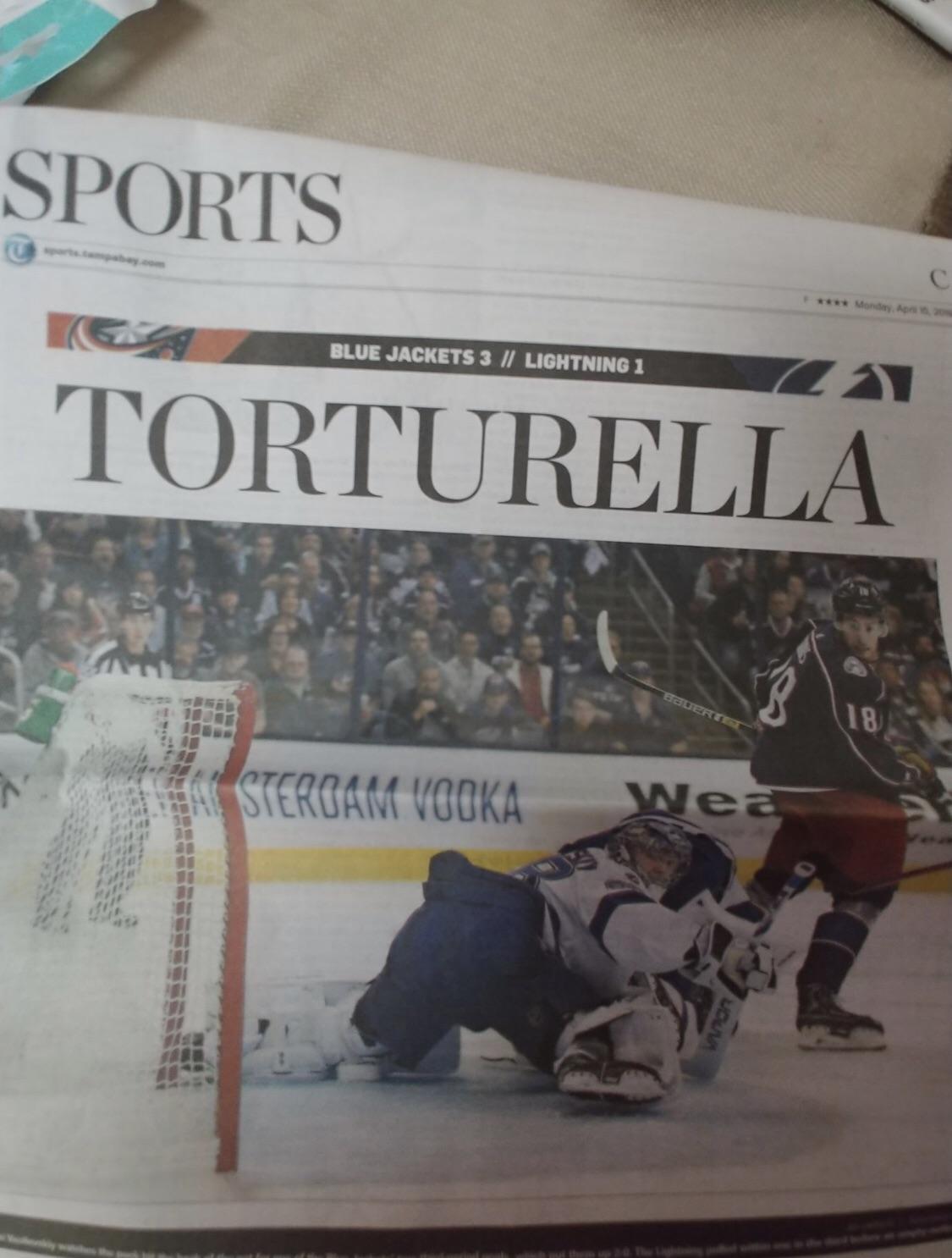 Today’s sports section cover in the Tampa Bay Times hockey