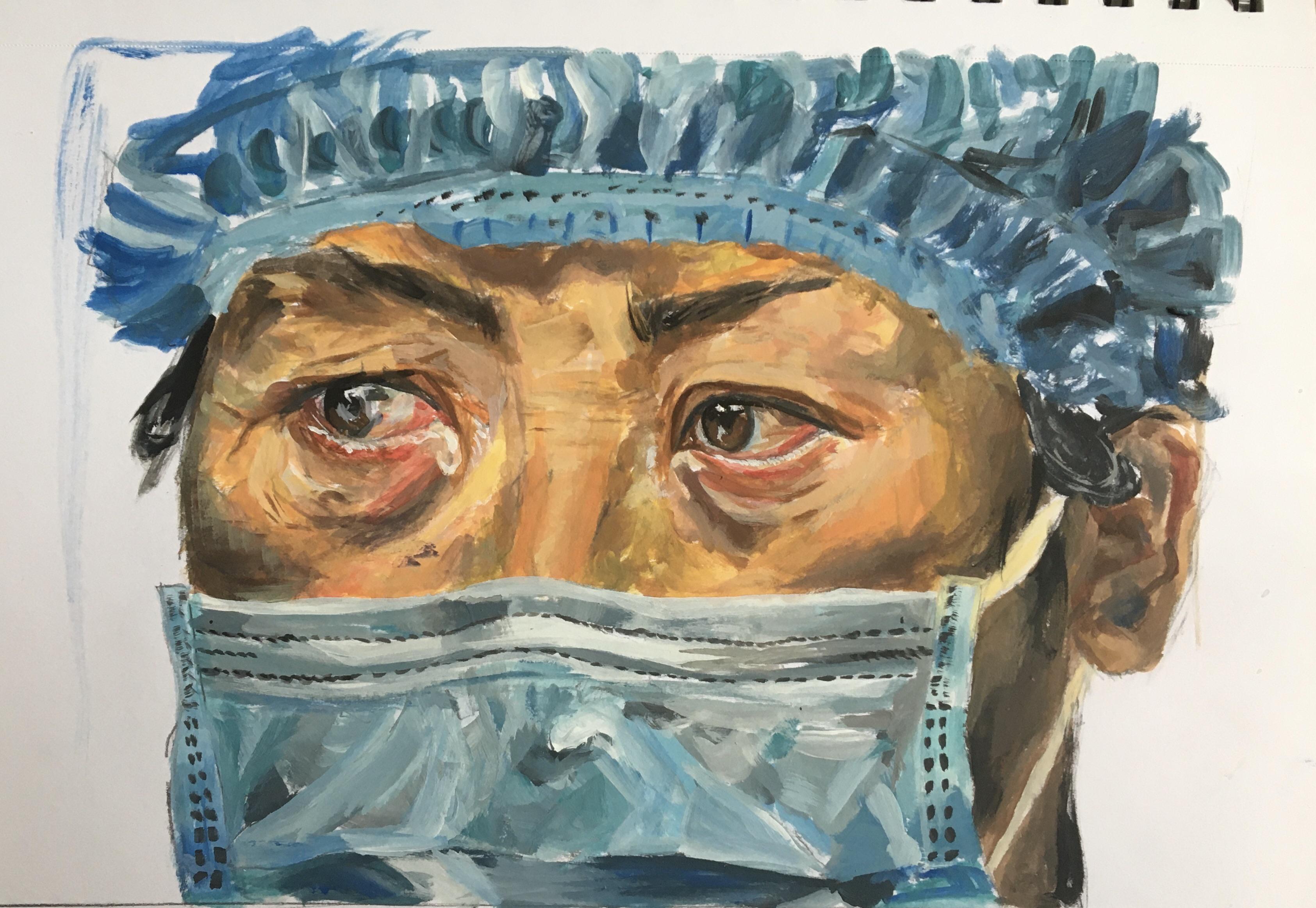 Painting of a doctor for an assignment. Acrylic paint r/Paintings